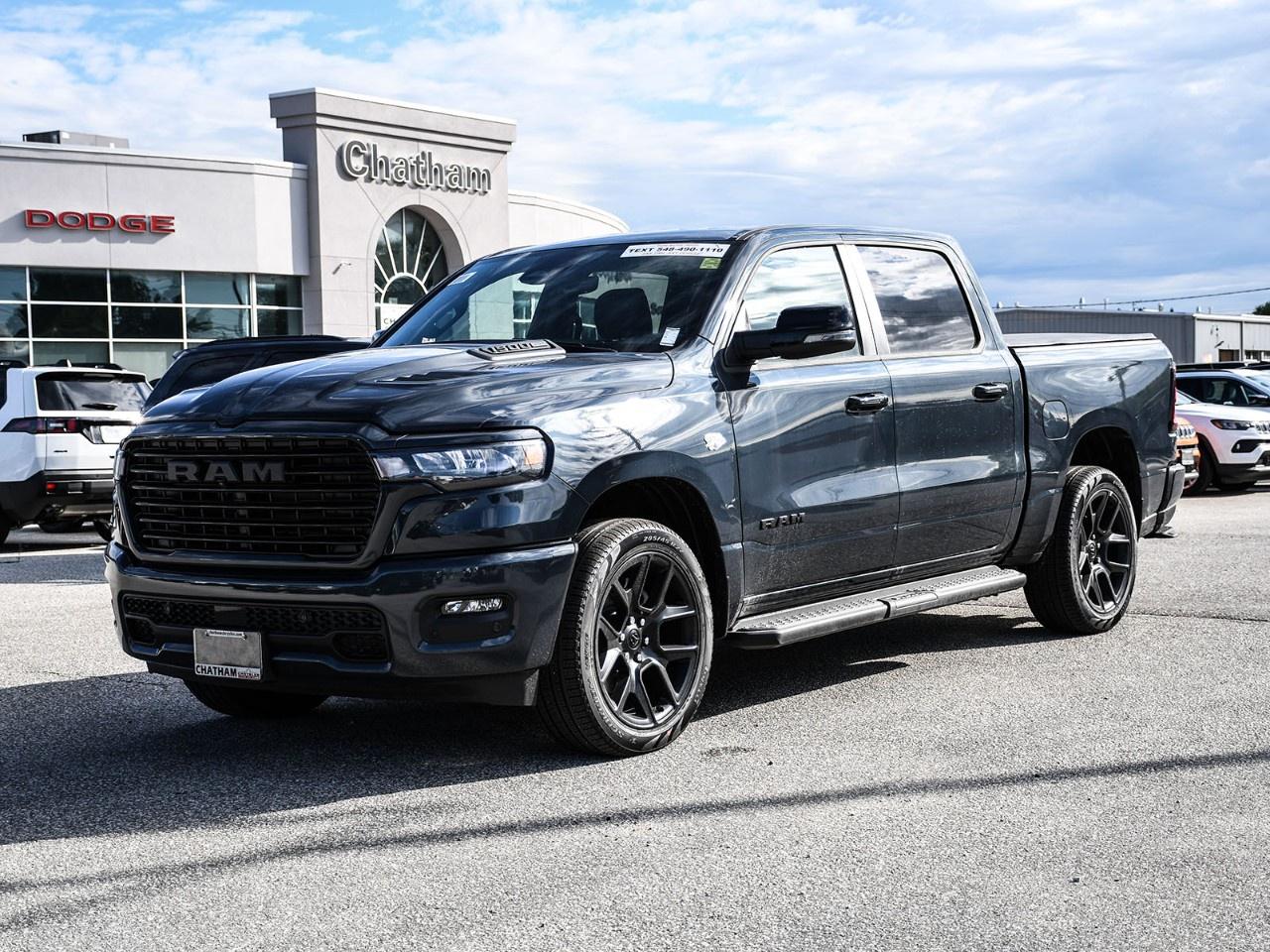 <p>Step into the future of drives with the 2026 Ram 1500 Sport 4x4 Crew Cab, dressed in a striking blue that ensures you make an entrance wherever you go. Perfectly equipped with a robust 4x4 drivetrain, this truck promises exceptional handling whether you're on city streets or tackling off-road adventures.</p> <p>Designed for both aesthetics and functionality, the Ram 1500 boasts an exterior enhanced by 22" x 9" aluminum alloy wheels and a stylish tri-fold soft tonneau cover. Inside, the sleek black interior complements its rugged exterior, combining comfort and style with features like leather and heated seats. Additional all-weather floor mats ensure your truck remains pristine no matter the adventure.</p> <p>The technological enhancements within this vehicle elevate your driving experience, offering seamless connectivity with a cutting-edge navigation system, Bluetooth connection, and a Wi-Fi hotspot. Enjoy peace of mind with advanced safety features including lane assist, brake assist, and adaptive cruise control, making every journey as safe as it is exhilarating.</p> <p>This truck caters perfectly to the discerning driver who values power coupled with sophistication. With impressive features such as the 5.7L HEMI VVT V8 engine with eTorque, its designed for those who demand excellence. If you're ready to elevate your drive, contact Chatham Chrysler today for more information!</p>