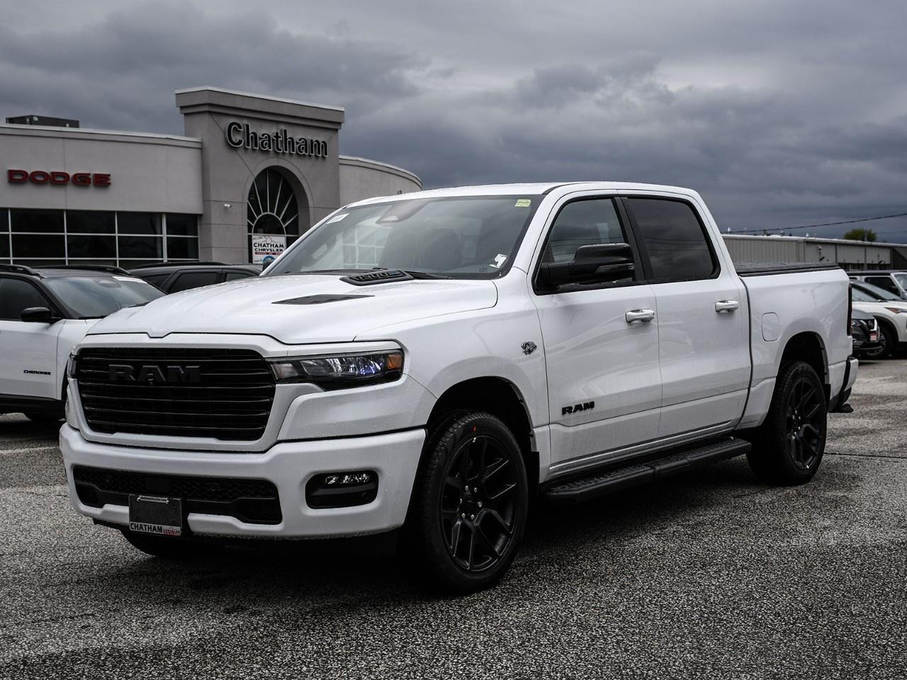 <p>Get ready to dominate the road with the stunning 2026 Ram 1500 Sport in a striking bright white finish. This new truck, with its robust 4×4 drivetrain, offers unparalleled handling and performance, enhanced by the QUICK ORDER PACKAGE 27L SPORT that includes a powerful 5.7L HEMI VVT V8 engine with MDS & eTorque and a smooth 8-speed automatic transmission.</p> <p>The exterior's bold styling is complemented by eye-catching 22" x 9" aluminum wheels fitted with Pirelli all-season tires, ensuring you stand out wherever you go. Step inside to a refined black interior that boasts luxury and functionality. Features like air conditioning, heated black leather seats, and Mopar front & rear all-weather floor mats enhance your driving experience, while the tri-fold soft tonneau cover and trailer brake control add practicality.</p> <p>Technology is at your fingertips with a state-of-the-art navigation system, smart device integration, and a Wi-Fi hotspot. Safety is prioritized with advanced features including a backup camera, lane assist, brake assist, and parking sensors to ensure peace of mind on every journey. Enjoy the convenience of remote start, keyless entry, and the comfort of a heated steering wheel during those crisp Canadian winters.</p> <p>This truck is tailored for those who seek adventure without compromising on style and technology. Perfect for families, adventurers, and anyone needing a reliable yet stylish vehicle, the 2026 Ram 1500 Sport is ready to meet all your needs. Contact Chatham Chrysler today to learn more and schedule your test drive. Dont miss your opportunity to experience this versatile powerhouse for yourself!</p>