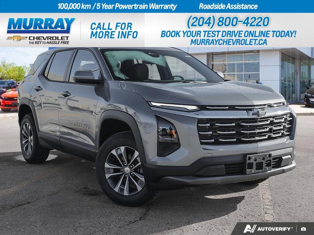 * ENGINE BLOCK HEATER * * STERLING GREY METALLIC * * CONVENIENCE PACKAGE II *  The 2026 Chevrolet Equinox AWD LT, available at Murray Chevrolet Winnipeg, offers a seamless blend of style and functionality in a sleek Sterling Grey Metallic finish. This sport utility vehicle is powered by a robust and efficient 1.5L Turbo DOHC 4-cylinder engine, paired with a smooth 8-speed automatic transmission, making it the perfect companion for both city drives and weekend getaways.  Inside, the Equinox boasts the Convenience Package II, which includes top-tier features like an 8-way power driver seat adjuster, dual-zone automatic climate control, and a cabin humidity and windshield sensor. These amenities ensure that your driving experience is not only comfortable but also tech-savvy with the integration of wireless phone charging and a hands-free power programmable liftgate. Enjoy the luxurious feel of Evotex seating available in either Black or Artemis Grey, complementing the vehicles sophisticated interior design.  Safety and connectivity are at the forefront with features such as Lane Departure Warning, Adaptive Cruise Control, and a state-of-the-art Back-Up Camera, ensuring peace of mind on every journey. The Equinox also includes a WiFi hotspot and Bluetooth connection for seamless connectivity on the go.  Dealer Permit #1740
