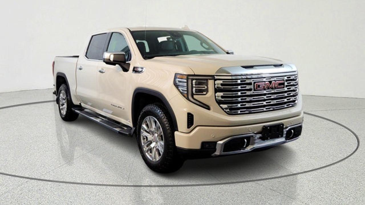 The 2026 GMC Sierra 1500 Denali with the 6.2-L V8 delivers impressive performance, producing 420 horsepower and 460 lb-ft of torque, paired with a 10-speed automatic transmission and featuring Dynamic Fuel Management for efficiency and strength. A sunroof and a technology package including a rear-camera mirror and 15-inch multicolor head-up display are included. The Jet Black Forge perforated leather interior with heated/ventilated front seats, as well as many comfort and driver assistance features rounds out the premium experience.