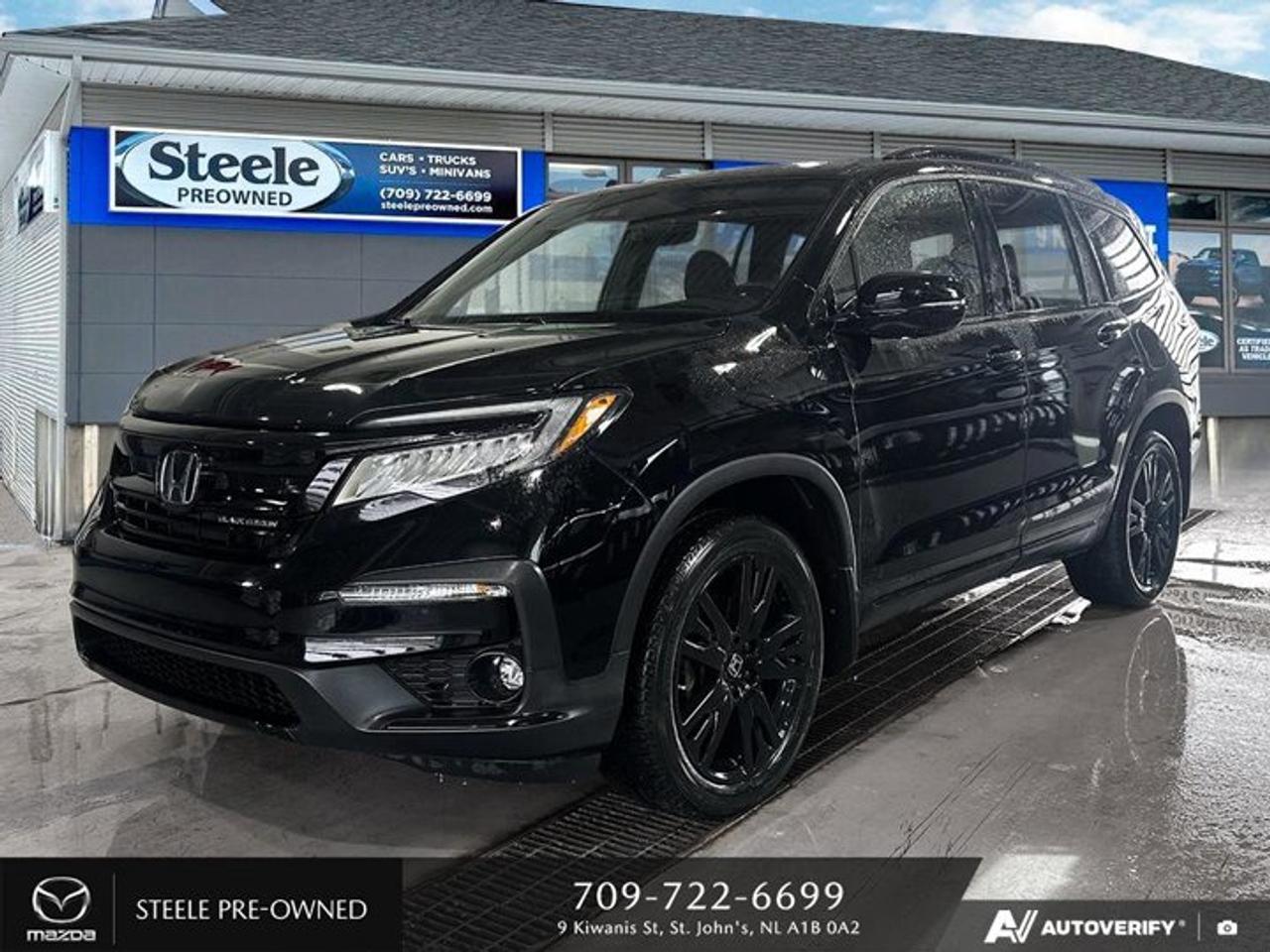 This Used 2021 Honda Pilot Black Edition is a stunning and powerful SUV that is sure to turn heads on the road. With a sleek black exterior and luxurious heated and ventilated front bucket seats, this vehicle offers both style and comfort. The drivers seat comes with 10-way power adjustment, including power lumbar support, while the passengers seat features 4-way power adjustment for maximum customization. Equipped with a gasoline engine that runs on regular unleaded fuel, this Honda Pilot has an impressive odometer reading of 57,753 kilometers. Its AWD 9-speed automatic transmission ensures smooth handling and control in any driving conditions. With city KM/L of 12 and highway KM/L of 9, this vehicle offers great fuel efficiency for both urban commutes and long road trips. If youre in the market for a reliable SUV with top-notch features, look no further than this Used 2021 Honda Pilot Black Edition at Steele Mazda St. Johns!