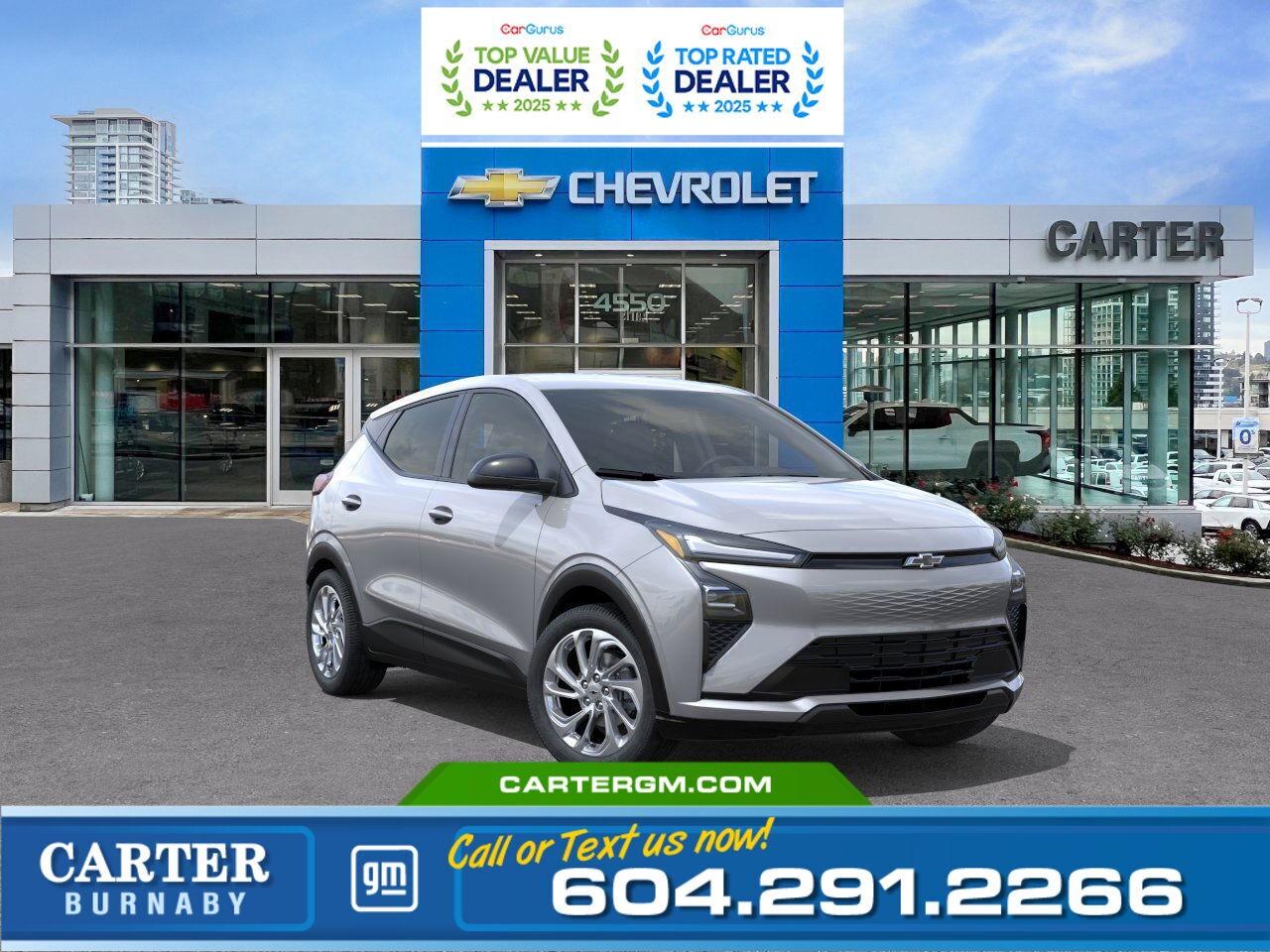 THE FEDERAL EV REBATE IS BACK! Receive up to $5,000 OFF the purchase of your new electric vehicle on eligible new EV models. This is your opportunity to make the switch to electric with meaningful federal savings applied directly to your purchase. Inventory is arriving now. Contact us today to confirm eligibility and secure your EV while funding remains available. Eligibility: Final transaction price must not exceed $50,000 (before taxes and fees).  Exclusive savings are back for Costco members at Carter GM Burnaby! Combining Costco bonuses with eligible manufacturer incentives for exceptional value. Receive a $1,200 Executive Member Bonus or your $1,000 Non-Executive Member Bonus on select models, plus additional manufacturer incentives for which members may qualify.   Visit us today or contact our team to confirm eligibility and secure your Costco member savings while this limited time offer lasts!  Efficient and fun to drive, this 2027 Chevrolet Bolt LT FWD deliver