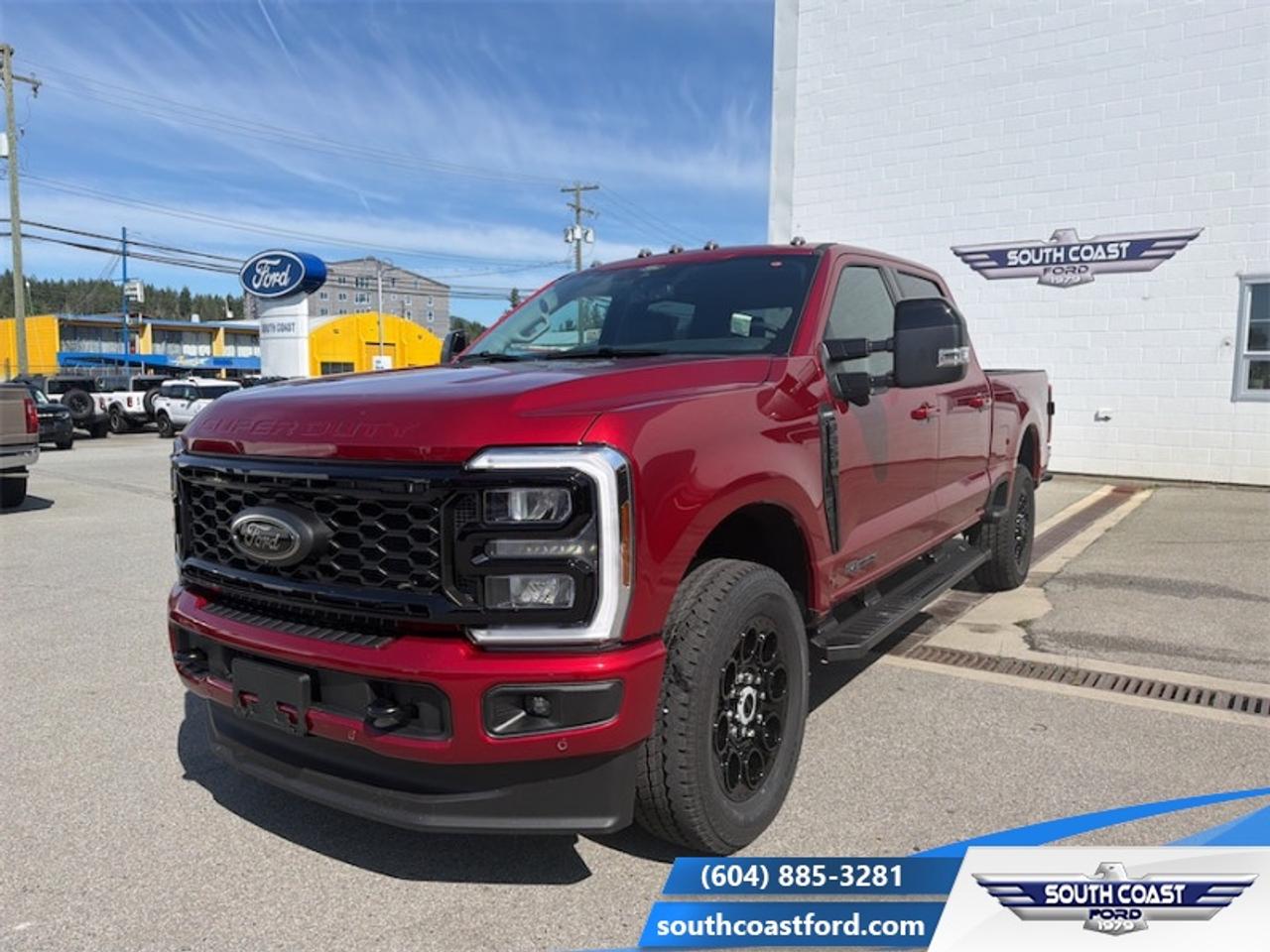 <b>Premium Audio, Diesel Engine, Tailgate Step, Spray-In Bedliner, Power Sliding Rear Window!</b><br> <br> For hauling, towing, and getting the job done, look no further than this rugged F-350.<br> <br>The most capable truck for work or play, this heavy-duty Ford F-350 never stops moving forward and gives you the power you need, the features you want, and the style you crave! With high-strength, military-grade aluminum construction, this F-350 Super Duty cuts the weight without sacrificing toughness. The interior design is first class, with simple to read text, easy to push buttons and plenty of outward visibility. This truck is strong, extremely comfortable and ready for anything.<br> <br>This Red Ruby Metallic Tintcoat sought after diesel Crew Cab 4X4 pickup has a 10 Speed Automatic transmission and is powered by a 475HP 6.7L 8 Cylinder Engine. <br> <br> Our F-350 Super Dutys trim level is Lariat. Experience rugged capability and luxury in this F-350 Lariat trim, which features leather-trimmed heated and ventilated front seats with power adjustment, memory function and lumbar support, a heated leather-wrapped steering wheel, voice-activated dual-zone automatic climate control, power-adjustable pedals, a sonorous 8-speaker Bang & Olufsen audio system, and two 120-volt AC power outlets. This truck is also ready to get busy, with equipment such as class V towing equipment with a hitch, trailer wiring harness, a brake controller and trailer sway control, beefy suspension with heavy duty shock absorbers, power extendable trailer style mirrors, and LED headlights with front fog lamps and automatic high beams. Connectivity is handled by a 12-inch infotainment screen powered by SYNC 4, bundled with Apple CarPlay, Android Auto, inbuilt navigation, and SiriusXM satellite radio. Safety features also include a surround camera system, pre-collision assist with automatic emergency braking and cross-traffic alert, blind spot detection, rear parking sensors, forward collision mitigation, and a cargo bed camera. This vehicle has been upgraded with the following features: Premium Audio, Diesel Engine, Tailgate Step, Spray-In Bedliner, Power Sliding Rear Window.<br><br> View the original window sticker for this vehicle with this url <b><a href=http://www.windowsticker.forddirect.com/windowsticker.pdf?vin=1FT8W3BT5TEE48655 target=_blank>http://www.windowsticker.forddirect.com/windowsticker.pdf?vin=1FT8W3BT5TEE48655</a></b>.<br> <br>To apply right now for financing use this link: <a href=https://www.southcoastford.com/financing/ target=_blank>https://www.southcoastford.com/financing/</a><br> <br/>5.49% financing for 84 months. <br> Buy this vehicle now for the lowest bi-weekly payment of <b>$919.47</b> with $0 down for 84 months @ 5.49% APR O.A.C. ( taxes included, $695 Administration Fee included / Total Obligation of $149236 ). Incentives expire 2026-08-31. See dealer for details. <br><br>Call South Coast Ford Sales or come visit us in person. Were convenient to Sechelt, BC and located at 5606 Wharf Avenue. and look forward to helping you with your automotive needs. <br><br> Come by and check out our fleet of 20+ used cars and trucks and 90+ new cars and trucks for sale in Sechelt.  o~o