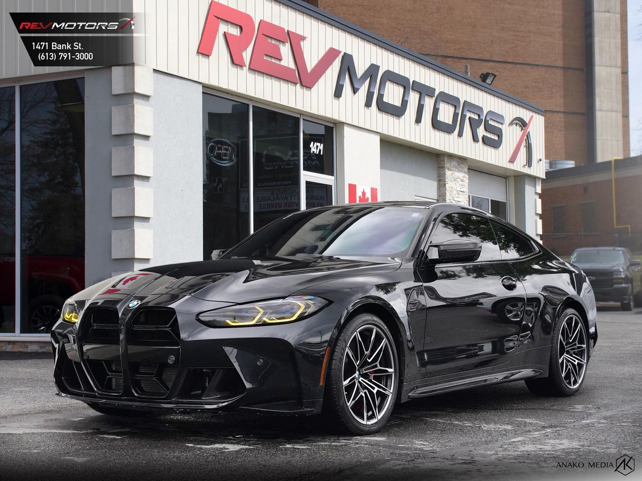 2023 BMW M4 Competition xDrive | Red Interior | Apple CarPlay| Heated Seats <br/> <br/> Black Sapphire Metallic Exterior | Red Merino Leather Interior | 19/20-Inch M Forged Wheels | Adaptive M Suspension | M Sport Differential | Carbon Fiber Roof | Keyless Entry | Heated M Sport Seats | Heated Steering Wheel | Dual-Zone Climate Control | 12.3-Inch Digital Instrument Cluster | 14.9-Inch Curved Touchscreen | Wireless Apple CarPlay® & Android Auto™ | Harman Kardon® Surround Sound | BMW iDrive 8 | Bluetooth® Connectivity | Adaptive Cruise Control | Lane Departure Warning | Parking Assistant Plus | Surround View Camera | Push Button Start | 8-Speed M Steptronic Transmission | 3.0L Twin-Turbo Inline-6 | 503 Horsepower | xDrive AWD | and more <br/> <br/> <br/> The 2023 BMW M4 Competition xDrive is a high-performance coupe built for drivers who demand precision engineering, bold aesthetics, and cutting-edge technology. Whether youre carving corners on the track or cruising through the city, this M4 delivers an exhilarating experience with every drive. <br/> <br/> <br/> Key Features: <br/> <br/> <br/> Striking Design: The Black Sapphire Metallic exterior contrasts beautifully with the Red Merino leather interior, creating a bold and luxurious look. Aggressive lines, signature M badging, and a carbon fiber roof complete the performance aesthetic. <br/> <br/> <br/> Driver-Focused: Interior Inside, the cabin is tailored for performance and comfort. Heated M Sport seats, a digital cockpit, and premium materials elevate every moment behind the wheel. <br/> <br/> <br/> Unmatched Performance: Powered by a 3.0L Twin-Turbo inline-6 engine producing 503 horsepower, paired with BMW’s xDrive all-wheel drive system and an 8-speed M Steptronic transmission. The result: 0–100 km/h in just 3.4 seconds and razor-sharp handling. <br/> <br/> <br/> Advanced Technology: BMW’s iDrive 8 system with a 14.9-inch curved touchscreen offers intuitive control, wireless smartphone integration, and voice command. Harman Kardon® audio ensures a rich, immersive sound experience. <br/> <br/> <br/> Confidence and Control: Equipped with Parking Assistant Plus, Surround View Camera, Lane Departure Warning, and Adaptive Cruise Control, the M4 delivers peace of mind whether youre navigating tight spaces or open highways. <br/> <br/> <br/> The 2023 BMW M4 Competition xDrive is the ultimate fusion of luxury, performance, and innovation—designed for those who refuse to compromise. <br/> <br/> <br/> This Vehicle has Travelled 30,603 Kms. <br/> <br/> <br/> *** NO additional fees except for taxes and licensing! *** <br/> <br/> <br/> *** 100-point inspection on all our vehicles & always detailed inside and out *** <br/> <br/> <br/> RevMotors is at your service to ensure you find the right car for YOU. Even if we do not have it in our inventory, we are more than happy to find you the vehicle that you are looking for. Give us a call at 613-791-3000 or visit us online at www.revmotors.ca <br/> <br/> <br/> Ça nous donnera du plaisir de vous servir en Français aussi! <br/> <br/> <br/> CERTIFICATION * All our vehicles are sold Certified for the province of Ontario (Quebec Safety Available, additional charges may apply) <br/> FINANCING AVAILABLE * RevMotors offers competitive finance rates through many of the major banks. Should you feel like youve had credit issues in the past, we have various financing solutions to get you on the road. We accept No Credit - New Credit - Bad Credit - Bankruptcy - Students and more!! <br/> EXTENDED WARRANTY * For your peace of mind, if one of our used vehicles is no longer covered under the manufacturer’s warranty, RevMotors will provide you with a 6 month / 6000KMS Limited Powertrain Warranty. You always have the options to upgrade to more comprehensive coverage as well. Well be more than happy to review the options and chose the coverage thats right for you! <br/> TRADES * Do you have a Trade-in? We offer competitive trade in offers for your current vehicle! <br/> SHIPPING * We can ship anywhere across Canada. Give us a call for a quote and we will be happy to help! <br/> <br/> <br/> Buy with confidence knowing that we always have your best interests in mind! <br/>