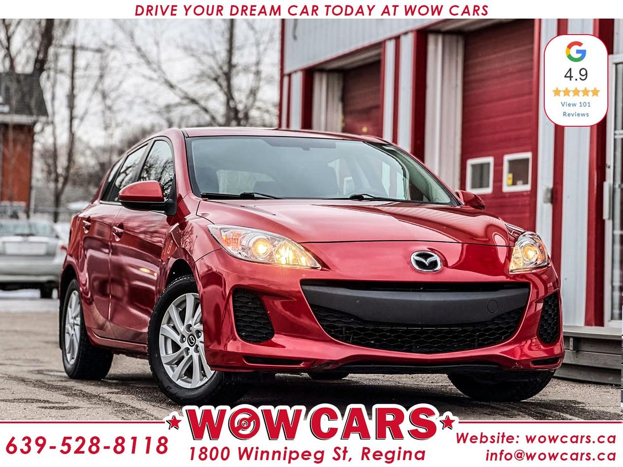 2013 Mazda Mazda 3 Hatchback Odometer: 178,704 Km <br/> Price: $8,995 + Taxes <br/> <br/> <br/> WOW Factors:--Certified and mechanical inspection <br/> -second set of winter tires <br/> <br/> <br/> Highlight features:--Alloy Wheels <br/> -Power Window <br/> -Power Locks <br/> -Sport Mode <br/> -Remote Start <br/> -Cruise Control and much more! <br/> <br/> <br/> Welcome to WOW CARS Family! <br/> Driven by Trust, Powered by Family  Your Destination for Quality Pre-Owned Vehicles <br/> At our family-owned dealership, customer satisfaction isnt just a goal  its our promise. We specialize in pre-owned Cars, SUVs, Vans, and Trucks, offering standout value with the WOW factors that set us apart. From exceptional Google reviews to unmatched after-sales service, we go above and beyond to make your experience seamless, transparent, and friendly. <br/> <br/> <br/> Visit WOW CARS Today at 1800 Winnipeg Street Regina, SK S4P1G2, or give us a call at (639) 528-8II8. <br/>