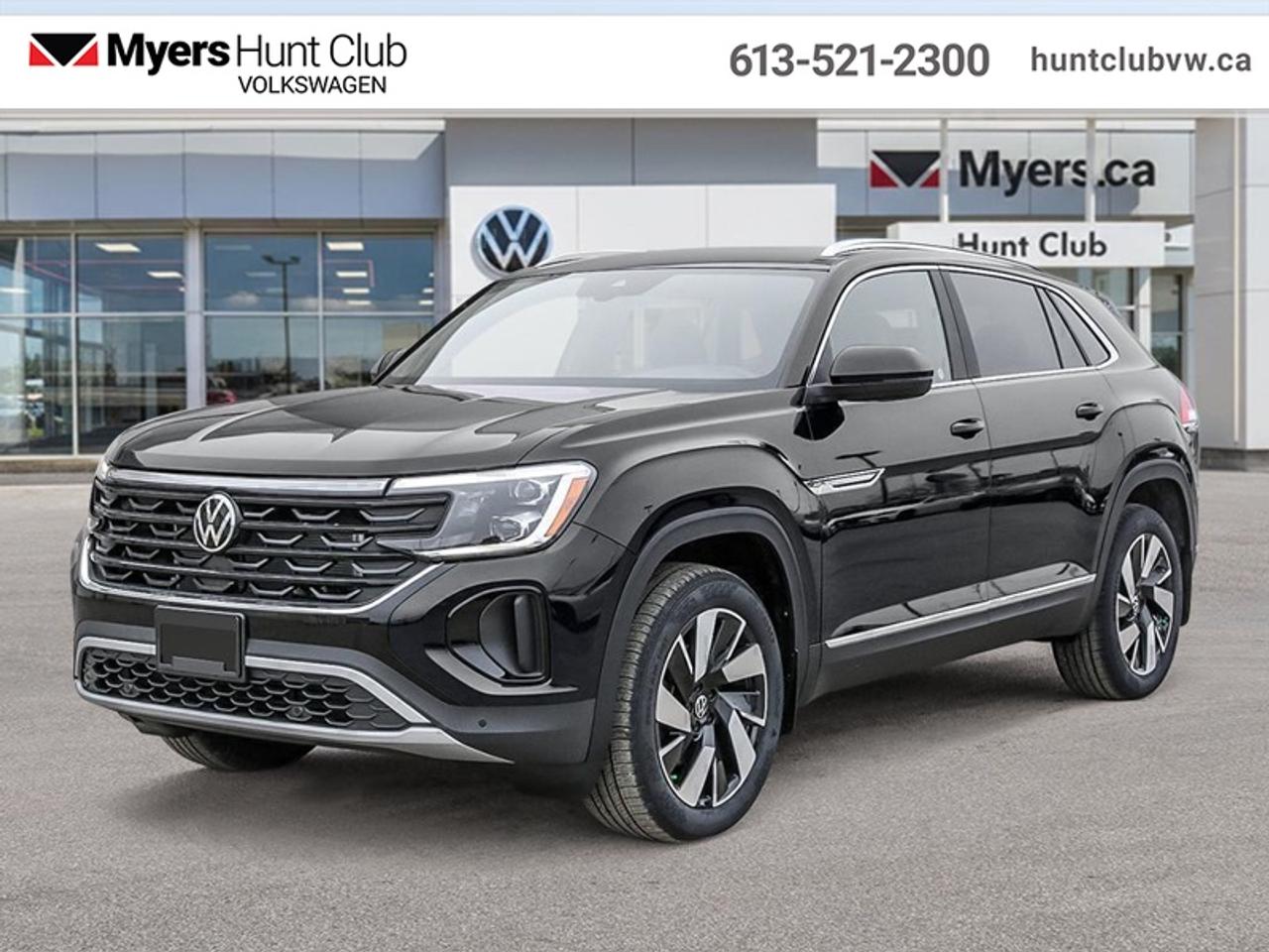 <b>Sunroof,  Navigation,  360 Camera,  Leather Seats,  Premium Audio!</b><br> <br> The 2026 Volkswagen Atlas Cross Sport features advanced safety and driver-assist technologies engineered to enhance your journey with assurance.<br> <br>From the outside, the Atlas Cross Sport showcases a bold two-row SUV silhouette, sculpted lines and a commanding stance that merge style with presence. Inside, the cabin offers premium materials, intuitive connectivity and comfortable seating designed with both driver and passengers in mind. With its thoughtful design, smart features and Volkswagens dedication to quality, the Atlas Cross Sport presents itself as a versatile and well-rounded choice in the midsize SUV segment.<br> <br>This Deep Black Pearl SUV has an Automatic transmission and is powered by a 2.0L I4 16V GDI DOHC Turbo engine. Driven via that powerful motor it gets 12.0 L/100 km in the city and 9.2 L/100 km out on the highway according to Transport Canada. <br> <br> Our Atlas Cross Sports trim level is Highline. This trim rewards you with a panoramic sunroof, an aerial view camera system, and a 10-speaker harman/kardon audio system. Other standard features include ventilated and heated front seats, heated rear seats, leather upholstery, a heated steering wheel, adaptive cruise control, Car-Net 4G LTE, remote engine start, a power liftgate for rear cargo access, and a 12-inch infotainment screen with inbuilt navigation, Apple CarPlay and Android Auto. Safety features also include lane keep assist with lane departure warning, collision mitigation, blind spot alert, front and rear parking sensors, and forward collision mitigation. This vehicle has been upgraded with the following features: Sunroof, Navigation, 360 Camera, Leather Seats, Premium Audio, Cooled Seats, Heated Steering Wheel.<br><br> <br>To apply right now for financing use this link: <a href=https://www.huntclubvw.ca/financing-request/ target=_blank>https://www.huntclubvw.ca/financing-request/</a><br> <br/>Cash Purchase Incentive Incentives expire 2026-08-31. See dealer for details. <br><br>At Myers Hunt Club Volkswagen, our focus is customers like you. Our dedicated service, parts, and sales team are here to make your automotive experience a special one. We are very proud of our achievements and awards over the last 25 years and are committed to providing the same great service to our present and future customers. If youre looking for a vehicle, Myers Hunt Club Volkswagen is your destination for new, used, and certified pre-owned Volkswagen vehicles as well as other makes and models. Whatever your needs, we can help you here at Myers Hunt Club Volkswagen. </br><br> Come by and check out our fleet of 40+ used cars and trucks and 130+ new cars and trucks for sale in Gloucester.  o~o