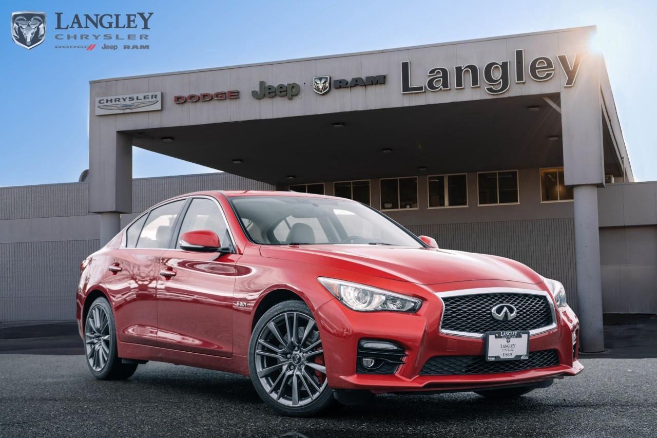 <p><strong>2017 INFINITI Q50 Red Sport 400 AWD</strong></p><p>The Red Sport 400 is the high-performance pinnacle of the Q50 lineup, featuring a specialized twin-turbo V6 engine and a host of performance-tuned hardware for an exhilarating luxury sedan experience.</p><ul><li><p><strong>Engine</strong>: 3.0L Twin-Turbo V6 (400 hp, 350 lb-ft torque)</p></li><li><p><strong>Drivetrain</strong>: Intelligent All-Wheel Drive (AWD) with 7-speed automatic transmission</p></li><li><p><strong>Performance</strong>: Red-painted sport brake calipers, Dynamic Digital Suspension, and sport-tuned exhaust tips</p></li><li><p><strong>Technology</strong>: INFINITI InTouch dual-display system (8-inch upper, 7-inch lower) and 16-speaker Bose® Performance Series audio</p></li><li><p><strong>Interior</strong>: Quilted semi-aniline leather-appointed sport seats with manual thigh extension and power torso bolsters</p></li><li><p><strong>Key Features</strong>: 19-inch staggered aluminum-alloy wheels, power moonroof, heated front seats, and heated steering wheel</p></li></ul><p>Come book a test drive at Langley Chrysler, conveniently located in Langley, British Columbia.</p>

<p>*All prices plus applicable taxes, applicable environmental recovery charges, documentation of $599 and full tank of fuel surcharge of $76 if a full tank is chosen. <br />Other protection items available that are not included in the above price:<br />Tire & Rim Protection and Key fob insurance starting from $599<br />Service contracts (extended warranties) for coverage up to 7 years and 200,000 kms starting from $599<br />Custom vehicle accessory packages, mudflaps and deflectors, tire and rim packages, lift kits, exhaust kits and tonneau covers, canopies and much more that can be added to your payment at time of purchase<br />Undercoating, rust modules, and full protection packages starting from $199<br />Financing Fee of $500 when applicable<br />Flexible life, disability and critical illness insurances to protect portions of or the entire length of vehicle loan</p>
