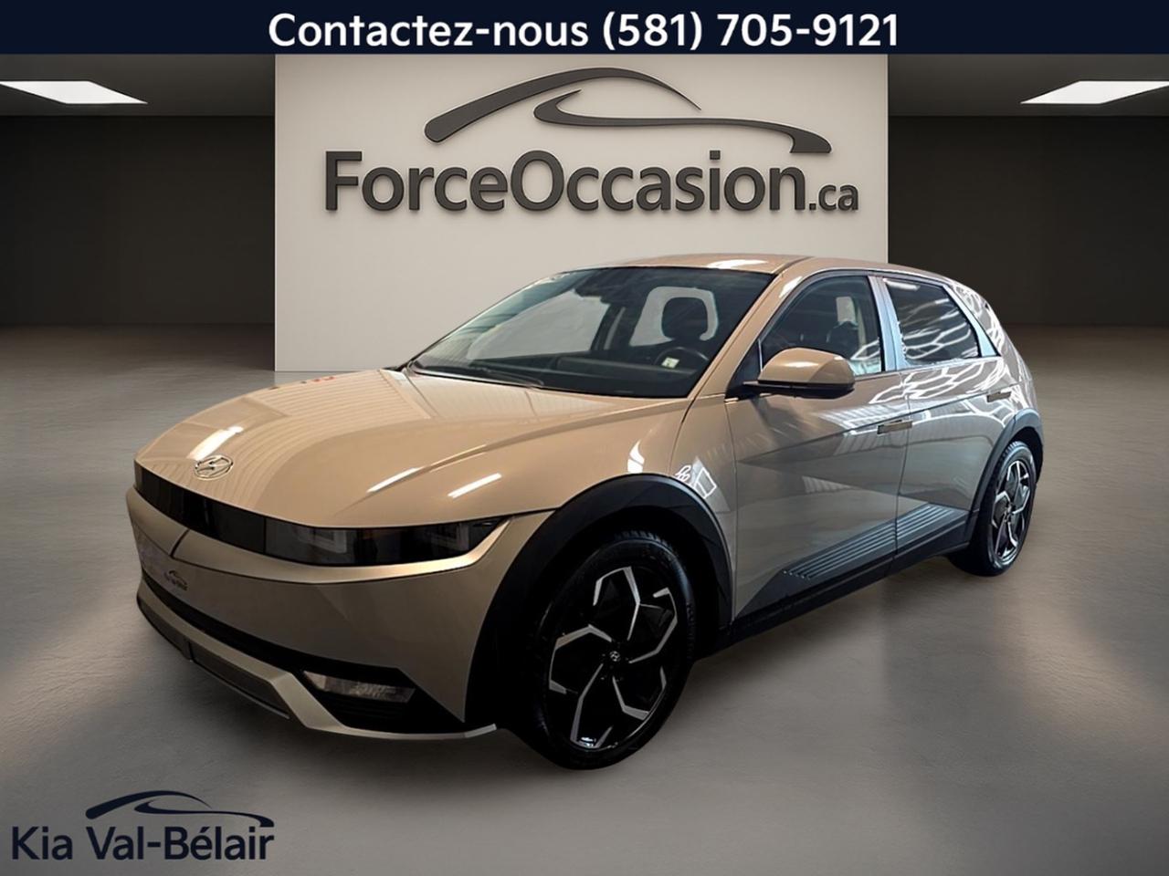 Jamais accidenté // Un seul propriétaire // Inspecté en 135 points

Le Hyundai IONIQ 5 2023 PREFERRED * RWD * GPS * CAMÉRA * CARPLAY * SIÈGES CHAUFF * 
est un VUS 100% électrique qui se distingue par son format pratique, sa conduite silencieuse et son équipement bien choisi. 
Cet exemplaire usagé gris à intérieur noir affiche 43 201 km et propose notamment le régulateur de vitesse, 
la caméra de recul, Apple CarPlay et les sièges avant chauffants.

CARACTÉRISTIQUES DU VÉHICULE ÉLECTRIQUE
»» Motorisation 100% électrique à propulsion arrière
»» Batterie de 77,4 kWh
»» Autonomie estimée jusquà 488 km
»» Recharge rapide sur borne à courant continu

CARACTÉRISTIQUES DE SÉCURITÉ AVANCÉES
»» Avertissement de sortie de voie inclus
»» Surveillance des angles morts intégrée
»» Caméra de recul pour manoeuvres
»» Contrôle de stabilité et freins ABS

PERFORMANCE ET EFFICACITÉ
»» Puissance de 225 chevaux
»» Couple de 258 lb-pi
»» Transmission automatique à rapport unique
»» Conduite douce, rapide et silencieuse

CONFORT
»» Siège conducteur à réglage électrique
»» Sièges avant chauffants
»» Climatisation automatique à deux zones
»» Démarrage par bouton-poussoir pratique

TECHNOLOGIE ET CONNECTIVITÉ
»» Intégration Bluetooth mains libres
»» Apple CarPlay mentionné par léquipement
»» Système de navigation GPS inclus
»» Commandes audio au volant

ESPACE DE CHARGEMENT
»» Hayon arrière avec accès pratique
»» Banquette arrière utile au quotidien
»» Format VUS à 4 portes polyvalent
»» Coffre adapté aux besoins courants

RÉCOMPENSES ET RECONNAISSANCES
»» Véhicule utilitaire mondial de lannée 2022, World Car Awards
»» Meilleur choix sécurité 2023, Insurance Institute for Highway Safety

APPRÉCIÉ DES AUTRES PROPRIÉTAIRES
»» Conduite très silencieuse au quotidien
»» Bonne autonomie pour longs trajets
»» Habitacle moderne et facile à utiliser
»» Réponse rapide à laccélérateur

GARANTIE
»» Garantie légale seulement
»» Garantie dusage
»» Garantie de durée raisonnable
»» Garantie contre les vices cachés

Ce Hyundai IONIQ 5 2023 Preferred RWD offre une combinaison recherchée de technologie, dautonomie et de confort dans un VUS 100% électrique bien adapté au climat et aux routes du Québec. Avec ses équipements utiles, sa présentation sobre gris sur noir et son rouage à propulsion, il représente un choix sérieux pour passer à lélectrique avec confiance.

Le NIV de ce Hyundai IONIQ 5 PREFERRED RWD * CRUISE * CAMÉRA * CARPLAY * SIÈGES CHAUFF * 2023 est le KM8KN4ABXPU201176.

Garantie prolongée disponible, livraison en 48h