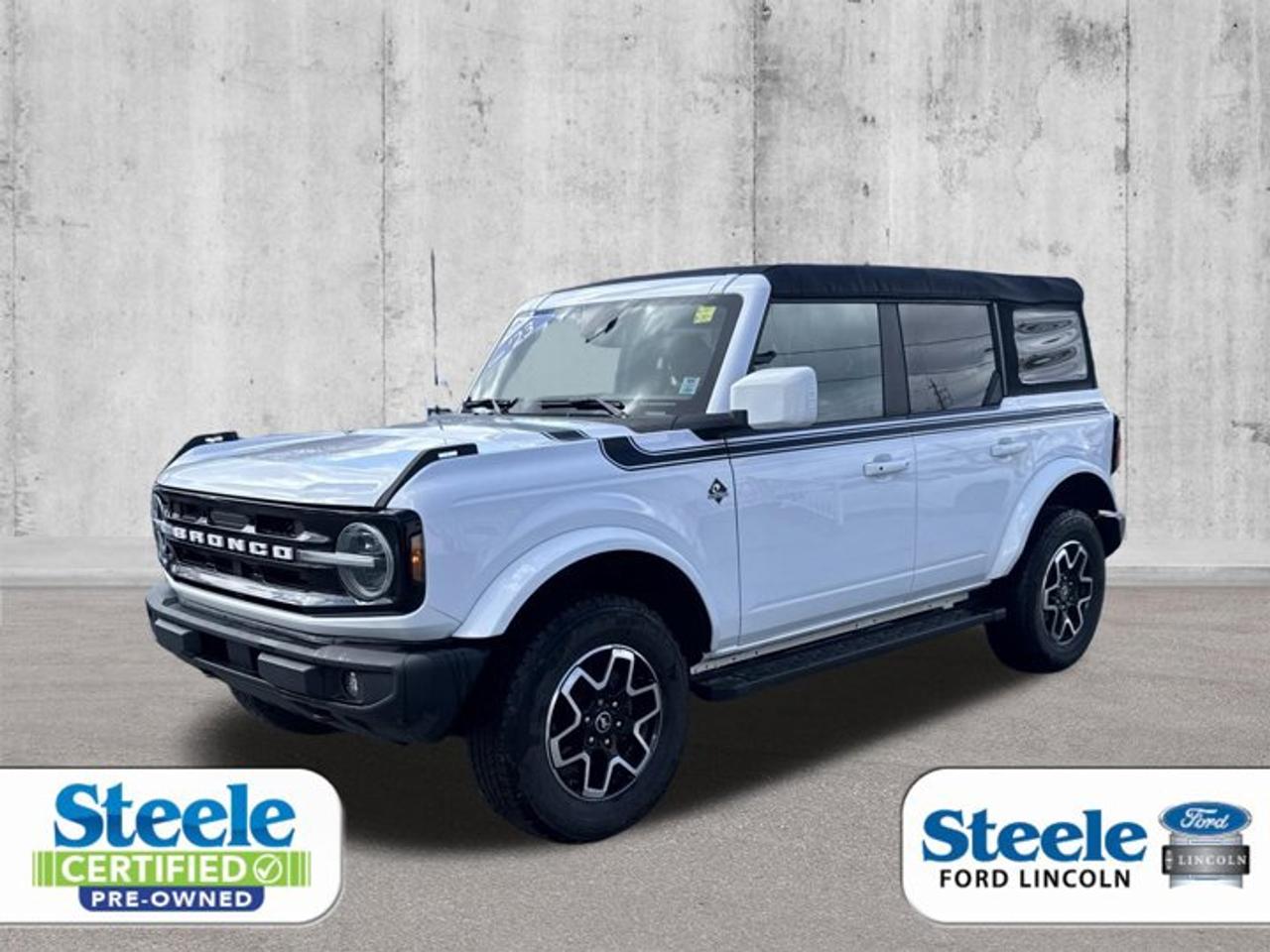 Adventure-ready and built to stand out, this *2023 Ford Bronco* delivers rugged capability, bold styling, and the freedom to explore anywhere Nova Scotia and Atlantic Canada take you. Whether youre heading off-road or cruising through the city, the Bronco offers a perfect blend of performance, comfort, and iconic design. Backed by a *clean Carfax* and priced as the *lowest in a 1,000 km radius*, this is an exceptional value.This Bronco has been fully reconditioned through our *Steele Certified Program*, including a completed *85-point inspection*, *fresh oil and filter change*, *rear brake pads and rotors replaced*, *block heater element replaced*, and *tires balanced* for a smooth, confident drive. If youre looking for a Bronco priced aggressively and ready for its next adventure, this is the one.==== Steele Certified Includes: ====* 85-Point Vehicle Inspection* Fresh 2-Year Motor Vehicle Inspection (MVI)* Interior & Exterior Vehicle Detailing* Vehicle History Report (Carfax Included)* Full Tank of Gas* Real-Time Market Value Pricing* Flexible Financing Options* 7-Day / 1,000 KM Exchange Privilege