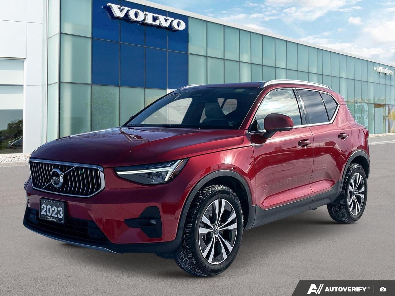 Low Kilometers!
Local Vehicle!
Good Condition!
Experience luxury and performance in this lightly-used 2023 Volvo XC40 Ultimate B5. With only 30,050 km on the odometer, this SUV combines Scandinavian design with cutting-edge technology for an unparalleled driving experience.

- Fusion Red Metallic exterior with a striking white interior
- Advanced 2.0L engine with All-Wheel Drive for optimal performance
- Panoramic sunroof for an open, airy cabin feel
- Sensus Navigation system with voice activation
- Pilot Assist semi-autonomous driving technology
- BLIS (Blind Spot Information System) for enhanced safety
- Heated leatherette steering wheel for comfort in colder climates

Discover the perfect blend of style, safety, and sophistication. Reserve your test drive today and experience the Volvo difference for yourself. Our team at Volvo Cars Winnipeg is ready to answer any questions and guide you through our seamless purchase process. Dont miss this opportunity to own a premium SUV thats barely broken in!
Experience is Everything at Volvo Cars Winnipeg. We strive to give you a seamless experience, whether you are shopping for a vehicle, or allowing our professional parts and service teams to assist with caring for one. Providing you best-in-class experience is truly everything for us.

With extremely high reconditioning standards and a well-trained staff you can rest easy knowing we are here to answer any questions you may have!

Enjoy our exclusive benefits, including personalized pick-up/drop off services, low finance rates, extended warranties, and dedicated factory-trained Volvo technicians.

Configure and customize your purchase today at www.volvocarswinnipeg.com!

Ph: 204-452-0756
Dealer permit #5564