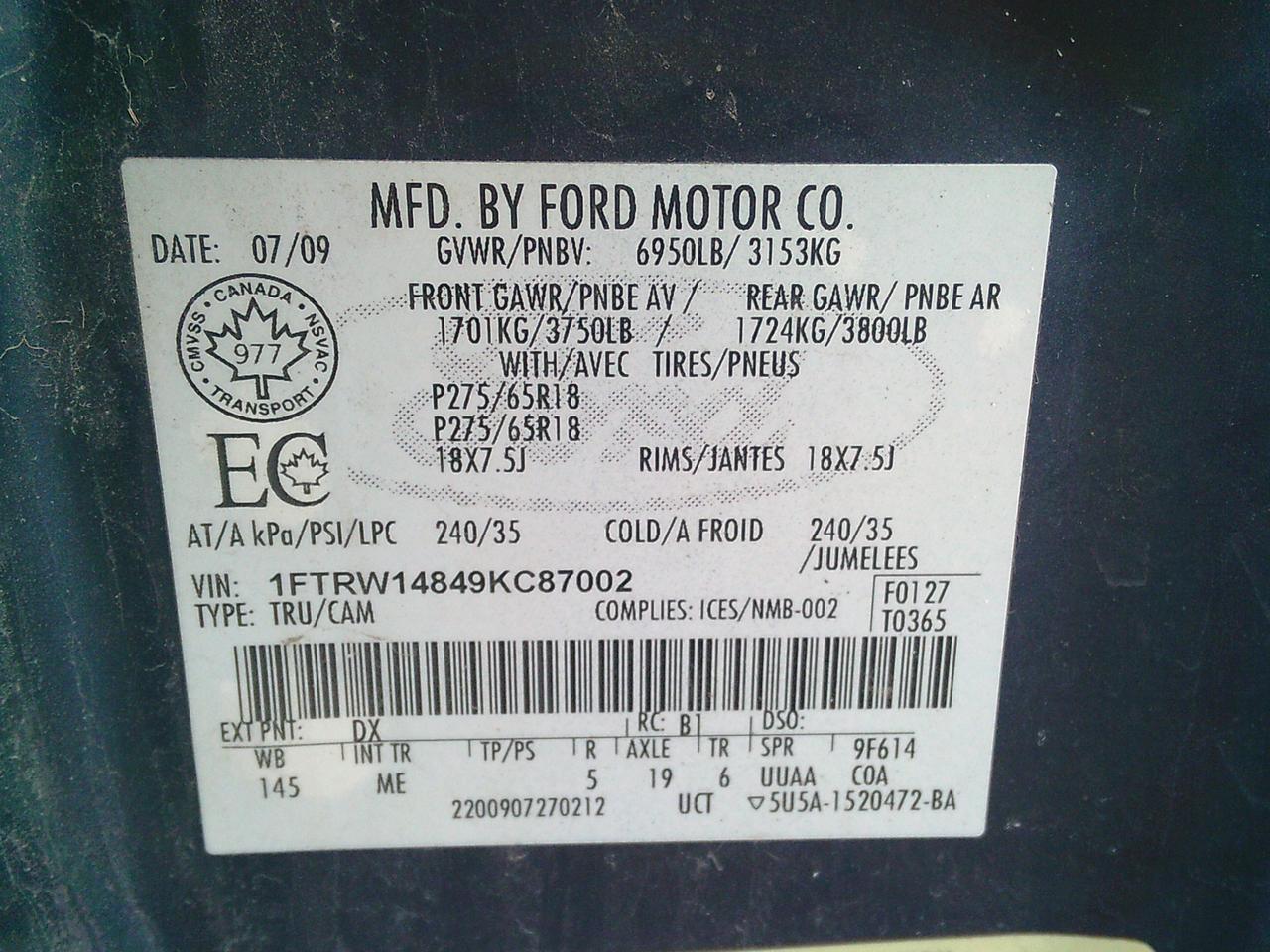 2009 Ford F-150 4WD Supercrew 145 XLT Photo