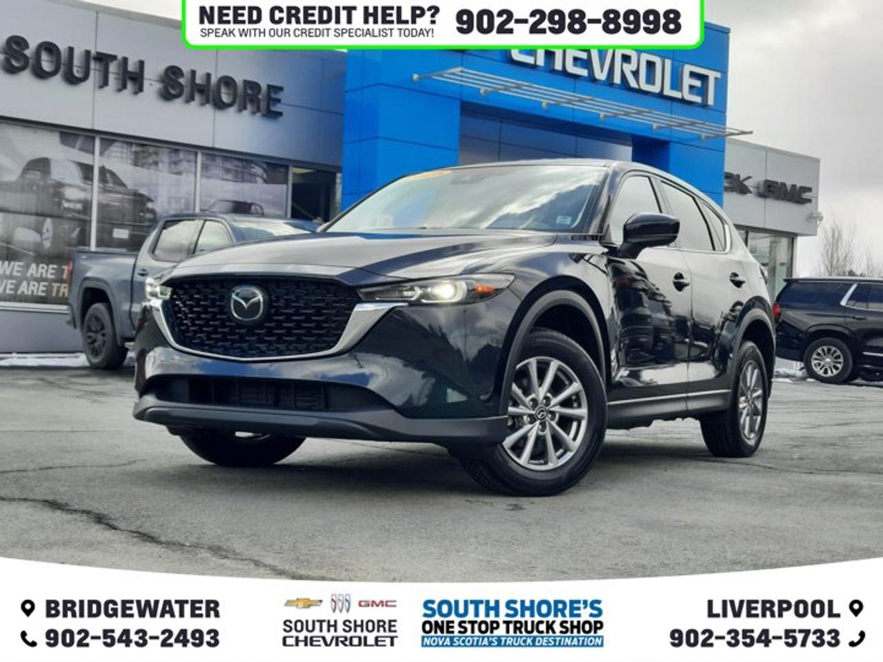 Recent Arrival! Black 2025 Mazda CX-5 GS For Sale, Bridgewater AWD 6-Speed Automatic 2.5L 4-Cylinder DOHC 16V Clean Car Fax, 6 Speakers, ABS brakes, Air Conditioning, Alloy wheels, Auto-dimming Rear-View mirror, Brake assist, Bumpers: body-colour, Delay-off headlights, Driver door bin, Electronic Stability Control, Emergency communication system, Exterior Parking Camera Rear, Front dual zone A/C, Fully automatic headlights, Heated door mirrors, Heated front seats, Heated Front Seats (3 Settings), Illuminated entry, Leather steering wheel, Low tire pressure warning, Outside temperature display, Overhead airbag, Passenger vanity mirror, Power door mirrors, Power steering, Power windows, Radio data system, Rain sensing wipers, Rear window defroster, Remote keyless entry, Speed control, Speed-sensing steering, Split folding rear seat, Spoiler, Telescoping steering wheel, Traction control, Trip computer, Variably intermittent wipers.