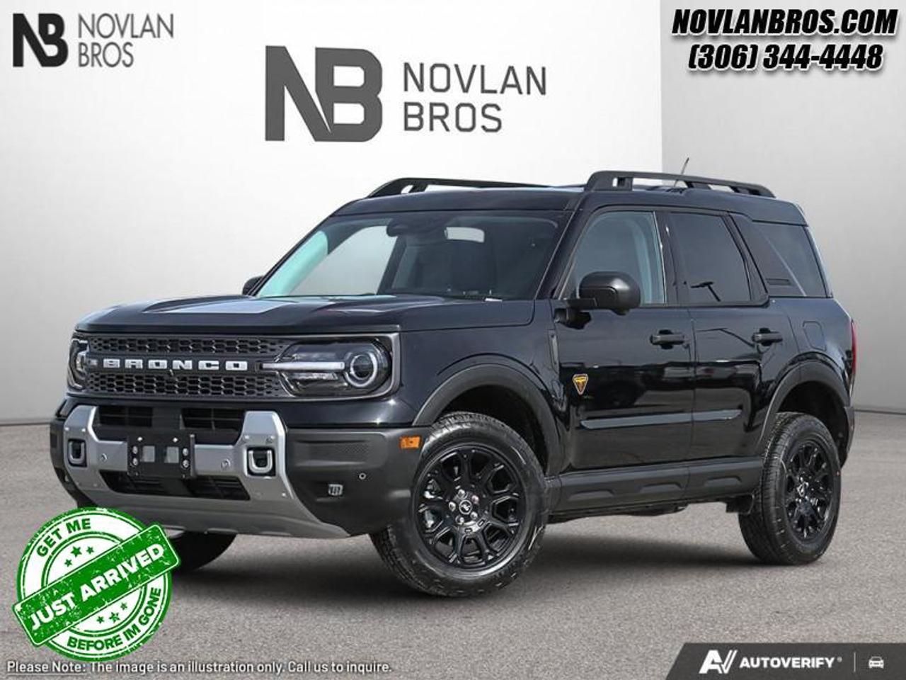 <b>Sunroof, Leather Seats, Badlands Tech Package!</b><br> <br> <br> <br>Check out our great inventory of new vehicles at Novlan Brothers!<br> <br>The 2026 Ford Bronco Sport stands out with its confident presence, rugged design cues and ready-for-anything attitude. <br> <br>The 2026 Ford Bronco Sport combines rugged styling, modern tech and flexible utility to create a compact SUV that doesnt compromise on spirit. Inside, the cabin features quality materials, intuitive connectivity and thoughtful design to keep passengers comfortable and engaged. With its trail-ready attitude, confident presence and Fords heritage of capability, the Bronco Sport is built to carry your lifestyle forward.<br> <br>This Shadow Black SUV has a 8 Speed Automatic transmission and is powered by a 250HP 2.0L 4 Cylinder Engine. <br> <br> Our Bronco Sports trim level is Badlands. The cabin features leather-trimmed heated sport contour seats with power adjustments and memory settings, complemented by a heated leather steering wheel and dual-zone automatic climate control for all-season comfort. The SYNC 4 infotainment system with a 13.2-inch touchscreen, wireless Apple CarPlay and Android Auto, Alexa integration, and adaptive cruise control with stop-and-go ensures effortless connectivity and convenience. Versatile interior design, thoughtful storage solutions, and remote start functionality enhance everyday usability, while durable vinyl flooring and rubberized mats make it easy to clean after any adventure. On the outside, bold 17-inch matte black aluminum wheels, all-terrain tires, LED headlights, and dual tow hooks highlight its capability and confidence. The Terrain Management System offers seven G.O.A.T. modes, including rock crawl and rally, supported by a rear locking differential and electro-mechanical limited-slip technology for precise traction on any surface. Ford Co-Pilot360 safety features provide comprehensive protection with BLIS, Pre-Collision Assist with Automatic Emergency Braking, Evasion Assist, an Aerial View Camera System, and Reverse Brake Assist, ensuring complete confidence whether navigating city streets or tackling rugged trails. This vehicle has been upgraded with the following features: Sunroof, Leather Seats, Badlands Tech Package.<br><br> View the original window sticker for this vehicle with this url <b><a href=http://www.windowsticker.forddirect.com/windowsticker.pdf?vin=3FMCR9DA8TRE04884 target=_blank>http://www.windowsticker.forddirect.com/windowsticker.pdf?vin=3FMCR9DA8TRE04884</a></b>.<br> <br>To apply right now for financing use this link: <a href=http://novlanbros.com/credit/ target=_blank>http://novlanbros.com/credit/</a><br><br> <br/> Total  rebate of $4000 is reflected in the price.   5.49% financing for 84 months. <br> Payments from <b>$724.01</b> monthly with $0 down for 84 months @ 5.49% APR O.A.C. ( Plus applicable taxes -  Plus applicable fees   ).  Incentives expire 2026-03-31.  See dealer for details. <br> <br><br> Come by and check out our fleet of 20+ used cars and trucks and 50+ new cars and trucks for sale in Paradise Hill.  o~o