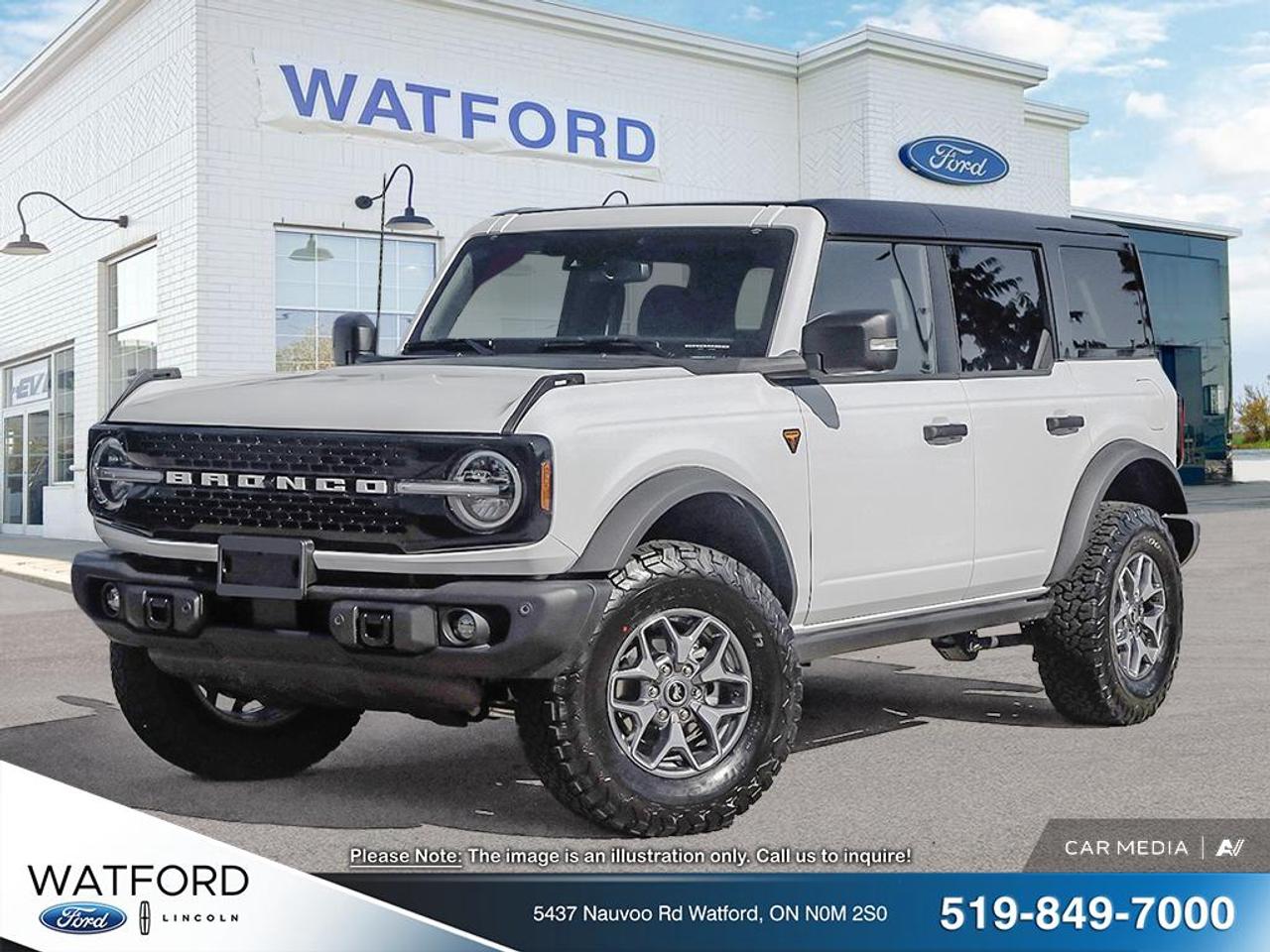 Discover the freedom and confidence of the brand new 2026 Ford Bronco Badlands at Watford Ford in Watford. Finished in White with an automatic transmission, this rugged SUV is built for drivers who want real adventure with everyday ease. The 2026 Ford Bronco Badlands blends proven off-road strength, smart design, and modern comfort in one capable package.

Made for trails, rough roads, and changing weather, the 2026 Ford Bronco Badlands stands out with its purpose-built character and durable engineering. Its upright shape, removable roof and door design, and serious 4x4 focus help it deliver the classic Bronco experience. This new SUV is ready for work, weekends, and everything in between.

FEATURES OF THE Bronco Badlands
»» Trail-focused design for serious off-road use
»» Standard four-wheel drive for added traction
»» Automatic transmission for smooth daily driving
»» White exterior with bold Bronco character

ADVANCED SAFETY FEATURES
»» Advanced airbag system for added protection
»» Four-wheel disc brakes for controlled stopping
»» Electronic stability control supports confident handling
»» Traction control helps on slippery surfaces

PERFORMANCE AND EFFICIENCY
»» Automatic transmission delivers smooth power response
»» Four-wheel drive supports capable all-terrain travel
»» Built for trails, mud, rocks, and snow
»» Strong chassis supports rugged outdoor adventures

COMFORT AND CONVENIENCE
»» Spacious cabin with easy entry access
»» Practical layout keeps controls close at hand
»» Four-door SUV design aids passenger flexibility
»» New vehicle condition means fresh ownership

TECHNONOLGY AND CONNECTIVITY
»» Modern driver information display for key data
»» User-friendly controls support simple operation
»» Smart cabin layout improves daily usability
»» Designed to support connected driving needs

CARGO SPACE
»» Rear cargo area supports weekend gear
»» Flexible storage for travel and errands
»» Wide opening helps loading larger items
»» SUV design balances passengers and cargo

WHAT OTHER OWNERS LIKE
»» Excellent off-road ability in tough conditions
»» Classic Bronco styling with modern usability
»» Confident four-wheel drive performance year-round
»» Versatile cabin for active lifestyles

The 2026 Ford Bronco Badlands is a smart choice for drivers who want authentic utility without giving up comfort and convenience. Its automatic transmission helps make city driving simple, while its off-road roots keep it ready for the next escape. From rural roads to weekend trails, this Bronco is designed to help you go farther with confidence.

As a brand new SUV at Watford Ford, this 2026 Ford Bronco Badlands offers the appeal of fresh condition, current engineering, and the excitement of being the first owner. If you want a capable Ford SUV with iconic style, practical space, and true adventure-ready spirit, this Bronco Badlands is ready to impress.

This 2026 Ford Bronco Badlandss VIN is: 1FMEE9BP7TLA78263.<p>Discover the freedom and confidence of the brand new 2026 Ford Bronco Badlands at Watford Ford in Watford. Finished in White with an automatic transmission</p>
<p> this rugged SUV is built for drivers who want real adventure with everyday ease. The 2026 Ford Bronco Badlands blends proven off-road strength</p>
<p> the 2026 Ford Bronco Badlands stands out with its purpose-built character and durable engineering. Its upright shape</p>
<p> and everything in between.

FEATURES OF THE Bronco Badlands
»» Trail-focused design for serious off-road use
»» Standard four-wheel drive for added traction
»» Automatic transmission for smooth daily driving
»» White exterior with bold Bronco character

ADVANCED SAFETY FEATURES
»» Advanced airbag system for added protection
»» Four-wheel disc brakes for controlled stopping
»» Electronic stability control supports confident handling
»» Traction control helps on slippery surfaces

PERFORMANCE AND EFFICIENCY
»» Automatic transmission delivers smooth power response
»» Four-wheel drive supports capable all-terrain travel
»» Built for trails</p>
<p> and snow
»» Strong chassis supports rugged outdoor adventures

COMFORT AND CONVENIENCE
»» Spacious cabin with easy entry access
»» Practical layout keeps controls close at hand
»» Four-door SUV design aids passenger flexibility
»» New vehicle condition means fresh ownership

TECHNONOLGY AND CONNECTIVITY
»» Modern driver information display for key data
»» User-friendly controls support simple operation
»» Smart cabin layout improves daily usability
»» Designed to support connected driving needs

CARGO SPACE
»» Rear cargo area supports weekend gear
»» Flexible storage for travel and errands
»» Wide opening helps loading larger items
»» SUV design balances passengers and cargo

WHAT OTHER OWNERS LIKE
»» Excellent off-road ability in tough conditions
»» Classic Bronco styling with modern usability
»» Confident four-wheel drive performance year-round
»» Versatile cabin for active lifestyles

The 2026 Ford Bronco Badlands is a smart choice for drivers who want authentic utility without giving up comfort and convenience. Its automatic transmission helps make city driving simple</p>
<p> this Bronco Badlands is ready to impress.

This 2026 Ford Bronco Badlandss VIN is: 1FMEE9BP7TLA78263.</p>