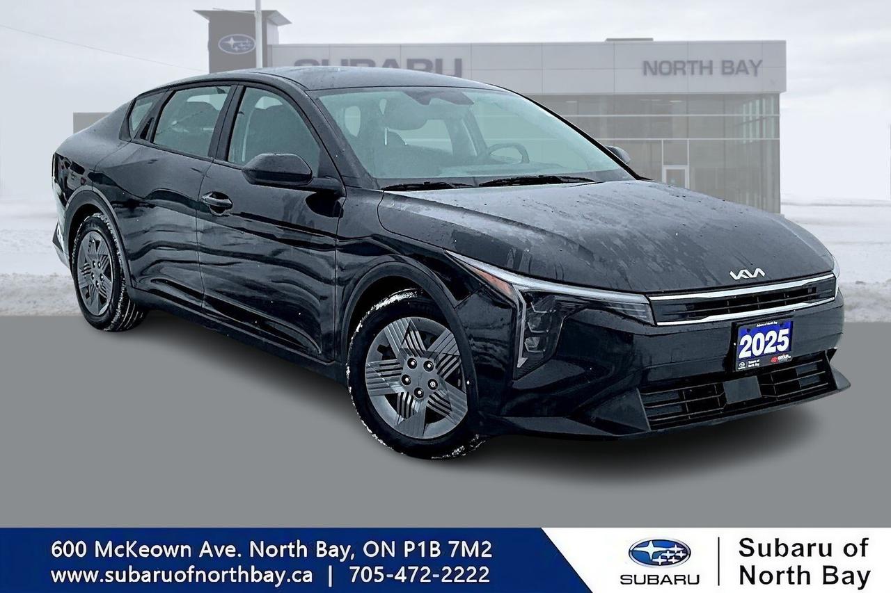 This used 2025 Kia K4 sedan at Subaru of North Bay brings modern style, smart value, and everyday ease to drivers in North Bay. Its black exterior and grey interior give it a clean, upscale look. With 14,353 km, four doors, automatic transmission, and a 2.0 L gas engine, this Kia K4 is ready for smooth daily driving.

The 2025 Kia K4 is built for commuters, small families, and anyone who wants a fresh compact sedan with simple controls and solid efficiency. Front-wheel drive helps keep handling predictable in daily use, while the 2.0 L I-4 DOHC engine delivers dependable performance for city streets and highway travel alike.

FEATURES OF THE K4

»» Sleek compact sedan with four doors
»» Automatic transmission for easy daily driving
»» 2.0 L gas engine efficiency
»» Black exterior with grey interior

ADVANCED SAFETY FEATURES

»» Four-door design supports easy passenger access
»» Stable front-wheel drive for daily control
»» Clear outward visibility for city driving
»» Modern body structure for occupant protection

PERFORMANCE AND EFFICIENCY

»» 2.0 L four-cylinder gas engine
»» Automatic transmission shifts smoothly and efficiently
»» Front-wheel drive supports balanced road manners
»» 14,353 km shows light recent use

COMFORT AND CONVENIENCE

»» Spacious cabin for daily commuting comfort
»» Four doors simplify passenger entry
»» Grey interior offers a bright feel
»» Sedan layout supports easy everyday use

TECHNONOLGY AND CONNECTIVITY

»» Driver-focused layout keeps controls close
»» Easy automatic operation reduces driving effort
»» Clear instrument access for daily travel
»» Practical cabin design supports simple use

CARGO SPACE

»» Rear trunk suits groceries and bags
»» Sedan body keeps cargo area enclosed
»» Useful space for errands and travel
»» Rear seat area adds carrying flexibility

WHAT OTHER OWNERS LIKE

»» Smooth ride for everyday commuting
»» Good fuel economy from 2.0 L
»» Easy manoeuvring in urban settings
»» Fresh styling and modern cabin feel

For drivers shopping for a late-model compact sedan, this used 2025 Kia K4 stands out with low kilometres, a practical automatic transmission, and a proven gas engine layout. The black finish adds a refined look, and the grey cabin keeps the interior feeling open and welcoming for both driver and passengers.

This sedan is a smart fit for work trips, school runs, and weekend errands around North Bay. It delivers the kind of simple, useful ownership experience many buyers want, with the confidence of a newer vehicle and the value of buying used from Subaru of North Bay.

This 2025 Kia K4s VIN is: 3KPFT4DE9SE117326.

The advertised price is for financing only and applies exclusively to vehicles eligible for financing. Vehicles sold as-is are not eligible for financing and require full payment at purchase. All cash purchases of finance-eligible vehicles will be subject to an additional $2,501.00. This advertised price also does not include taxes and licensing fees. For as-is vehicles: the motor vehicle sold under this contract is being sold as-is and is not represented as being in road worthy condition, mechanically sound or maintained at any guaranteed level of quality.