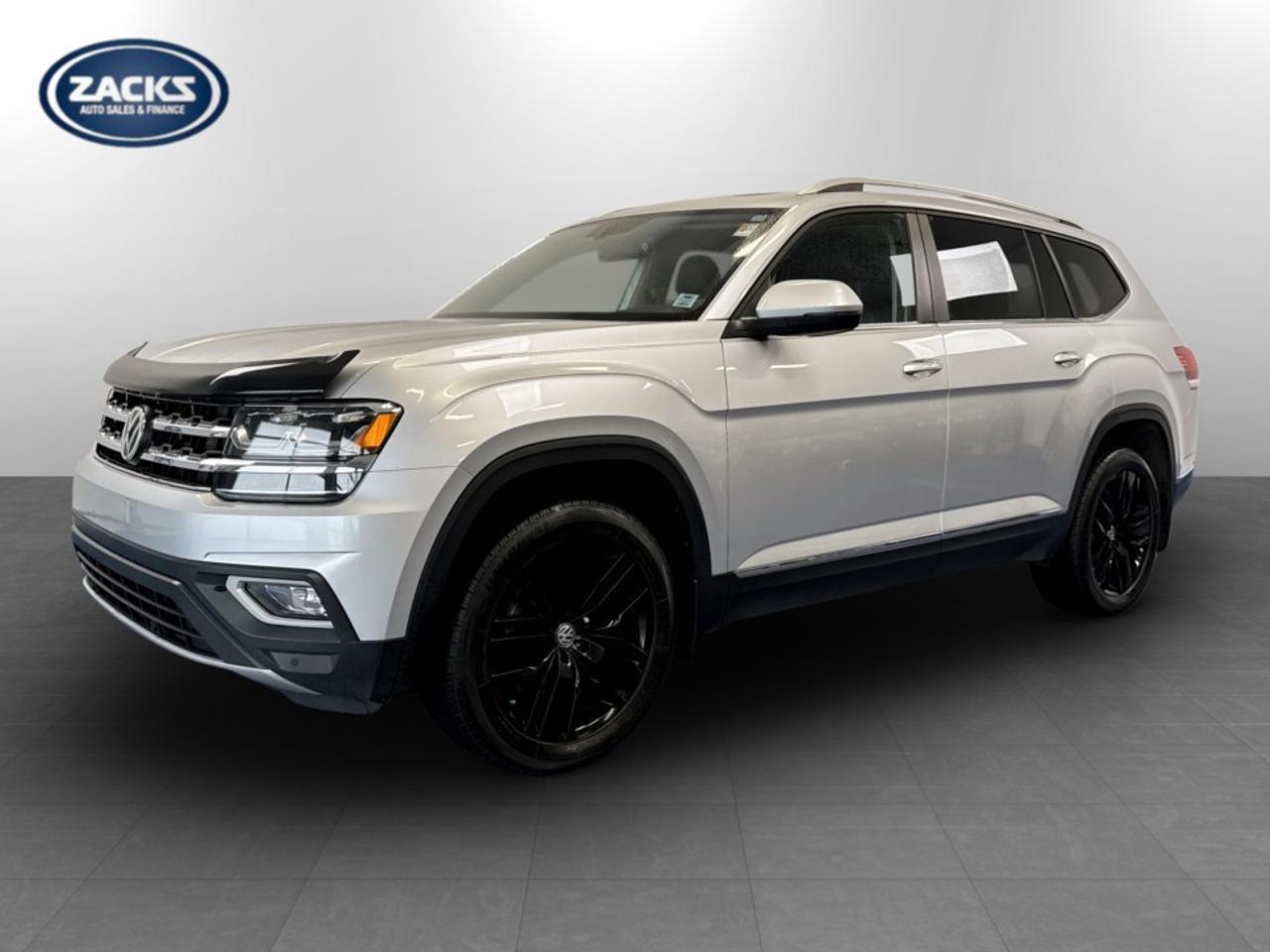 Recent Arrival! 2019 Volkswagen Atlas Highline 4Motion | Zacks Certified. 8-Speed Automatic with Tiptronic AWD Silver 3.6L V6 DGI DOHC 24V LEV3-ULEV70 276hp<br /><br /><br />3rd row seats: split-bench, Air Conditioning, Alloy Wheel Package, AM/FM radio: SiriusXM, App-Connect (Android Auto/Apple CarPlay/MirrorLink), Automatic temperature control, Exterior Parking Camera Rear, Front Bucket Seats, Front fog lights, Heated & Ventilated Front Sport Comfort Seats, Heated front seats, Heated rear seats, Heated steering wheel, Navigation System, Power driver seat, Power Liftgate, Power moonroof, Power windows, Radio: 8.0''' Touchscreen w/CD Player/Satellite Nav, Rain sensing wipers, Rear air conditioning, Rear window defroster, Rear window wiper, Remote CD player, Remote keyless entry, Spoiler, Tilt steering wheel, Ventilated front seats, Vienna Perforated Leather Seating Surfaces, Wheels: 20''' Mejorada Black Alloy.<br /><br />Certification Program Details: Fresh 2 Yr MVI | 30 day warranty* | 110 point inspection | Full tank of fuel | Krown rustproofed | Flexible financing options | Professionally detailed<br /><br />This vehicle is Zacks Certified! You're approved! We work with you. Together we'll find a solution that makes sense for your individual situation. Please visit us or call 902 843-3900 to learn about our great selection.<br />Reviews:<br /> * Owners tend to appreciate the Atlass upscale interior styling, high-tech feature content, easy-to-read infotainment system, and selection of high-end features. Source: autoTRADER.ca<br /><br />With 22 lenders available Zack's Auto Sales can offer our customers with the lowest available interest rate. Thank you for taking the time to check out our selection!