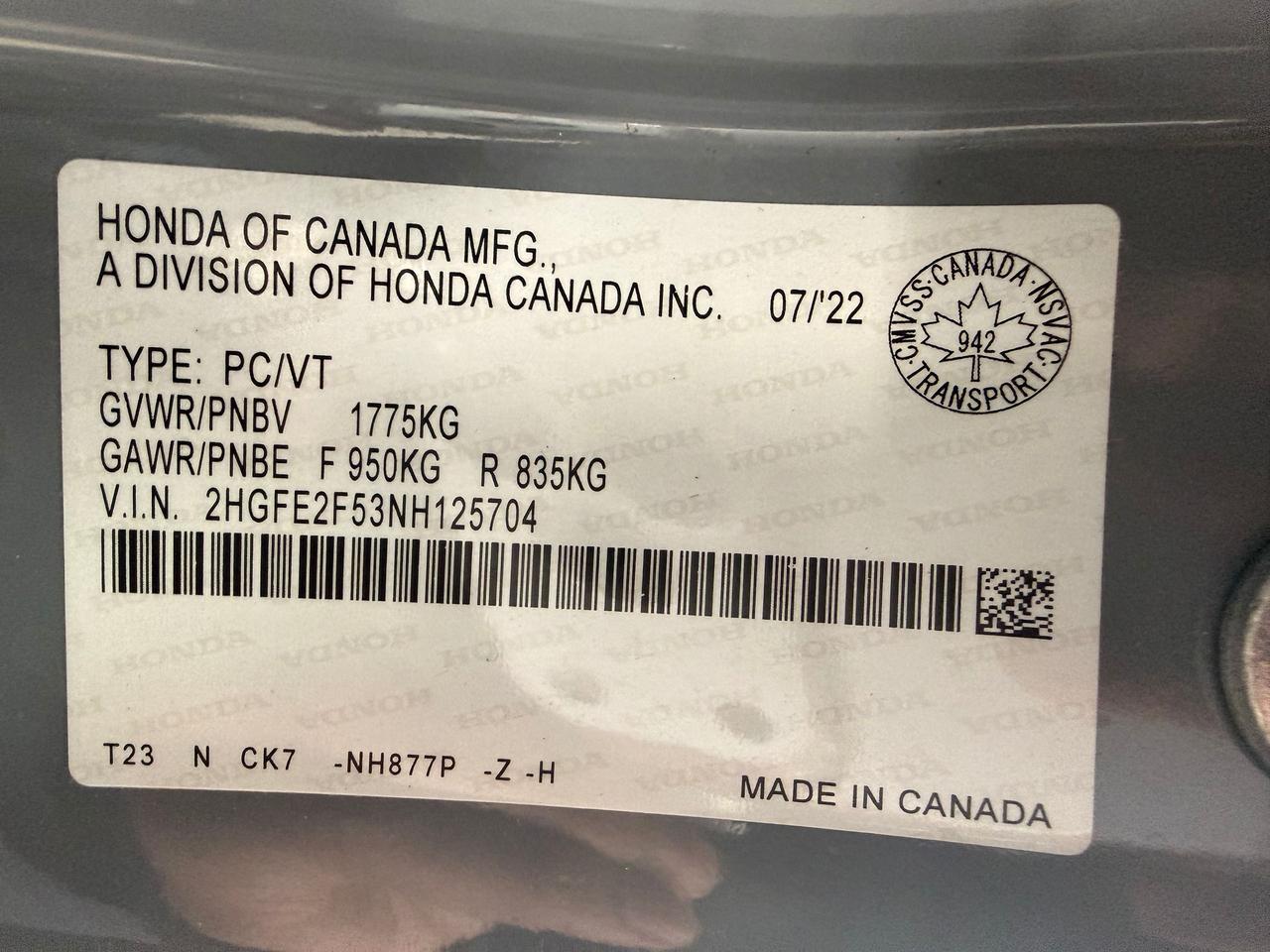 2022 Honda Civic Sport+Roof+BSM+Adaptive Cruise+CLEAN CARFAX Photo