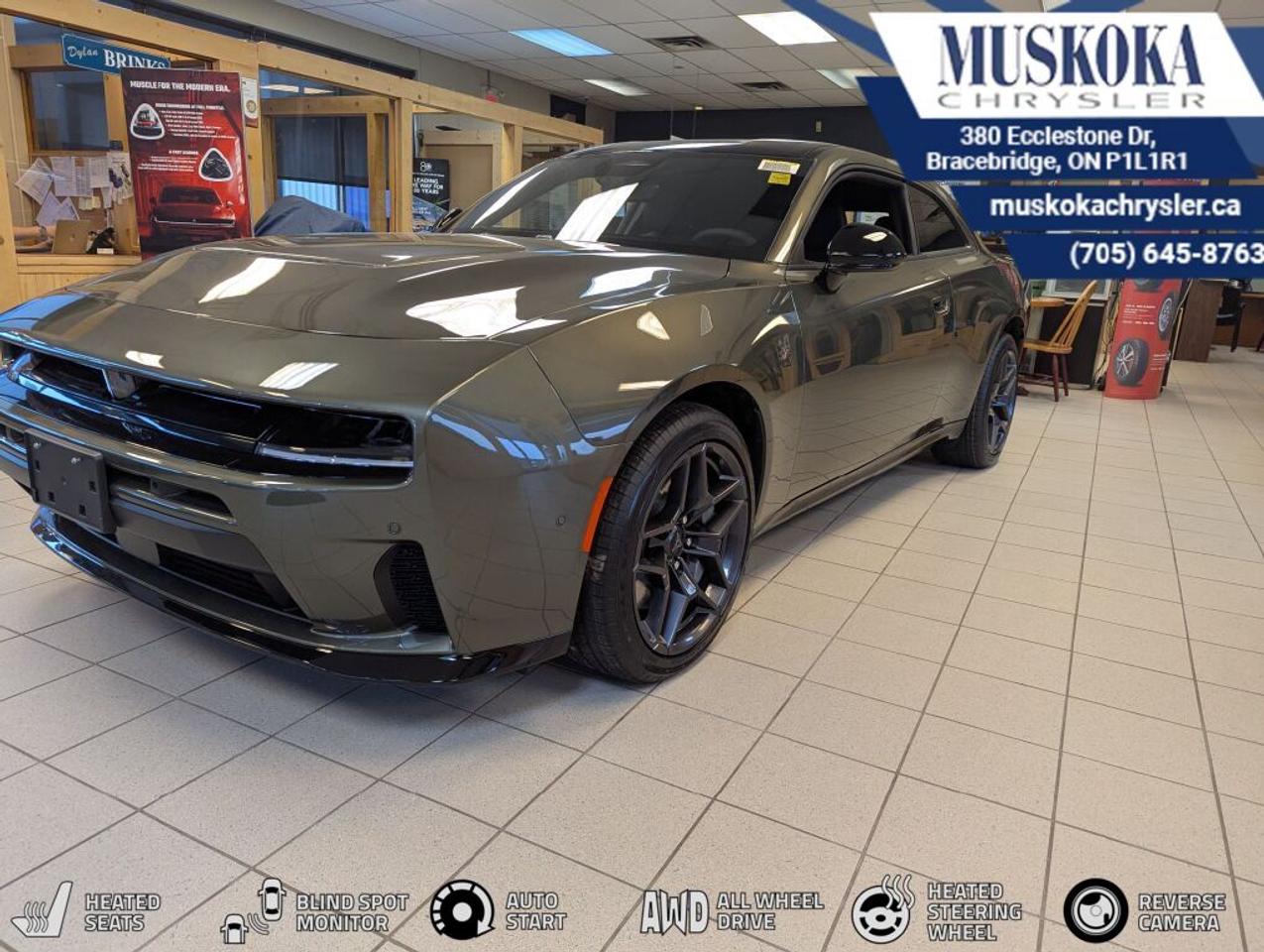 This DODGE CHARGER SCAT PACK, with a 3.0L I-6 twin turbo engine engine, features a 8-speed automatic transmission, and generates 10 highway/14.5 city L/100km. Find this vehicle with only 26 kilometers!  DODGE CHARGER SCAT PACK Options: This DODGE CHARGER SCAT PACK offers a multitude of options. Technology options include: 12.3 Touchscreen Display, Disassociated Touchscreen Display, GPS Antenna Input, 2 LCD Monitors In The Front, Integrated Centre Stack Radio.  Safety options include Variable Intermittent Wipers, Airbag Occupancy Sensor, Curtain 1st And 2nd Row Airbags, Driver And Passenger Knee Airbag, Driver Monitoring-Alert.  Visit Us: Find this DODGE CHARGER SCAT PACK at Muskoka Chrysler today. We are conveniently located at 380 Ecclestone Dr Bracebridge ON P1L1R1. Muskoka Chrysler has been serving our local community for over 40 years. We take pride in giving back to the community while providing the best customer service. We appreciate each and opportunity we have to serve you, not as a customer but as a friend