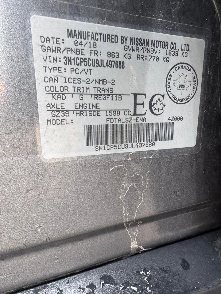 2018 Nissan Kicks SV, ONLY 128KMS, WELL MAINTAINED, CERTIFIED Photo