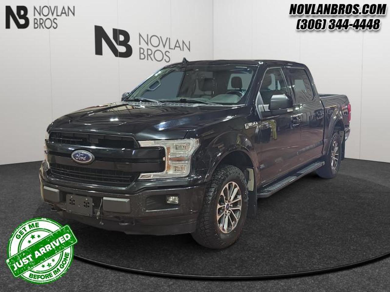 <b>Sunroof, Heated Seats, Navigation, Alloy Wheels, Reverse Sense System!</b><br> <br> Check out our great inventory of pre-owned vehicles at Novlan Brothers!<br> <br>The Ford F-150 is for those who think a day off is just an opportunity to get more done. This 2018 Ford F-150 is fresh on our lot in Paradise Hill. <br> <br>The perfect truck for work or play, this versatile Ford F-150 gives you the power you need, the features you want, and the style you crave! With high-strength, military-grade aluminum construction, this F-150 cuts the weight without sacrificing toughness. The interior design is first class, with simple to read text, easy to push buttons and plenty of outward visibility. This Crew Cab 4X4 pickup has 195,482 km. Its Black in colour and is completely accident free based on the <a href=https://vhr.carfax.ca/?id=EnC67IVLUrG2QlNldcEXkC+6JDpSZIX4 target=_blank>CARFAX Report</a>. It has a 10 Speed Automatic transmission and is powered by a 395HP 5.0L 8 Cylinder Engine. <br> <br> Our F-150s trim level is Lariat. The Lariat trim adds some extra luxury and style to this hard-working F-150. It comes with leather seats which are heated and cooled in front, a SYNC 3 infotainment system with Bluetooth and SiriusXM, a rearview camera with rear parking sensors, dual-zone automatic climate control, remote engine start, chrome exterior trim, aluminum wheels, fog lights, and more. This vehicle has been upgraded with the following features: Sunroof, Heated Seats, Navigation, Alloy Wheels, Reverse Sense System, Rear View Camera, Remote Engine Start.<br> To view the original window sticker for this vehicle view this <a href=http://www.windowsticker.forddirect.com/windowsticker.pdf?vin=1FTEW1E50JFD64271 target=_blank>http://www.windowsticker.forddirect.com/windowsticker.pdf?vin=1FTEW1E50JFD64271</a>. <br/><br> <br>To apply right now for financing use this link: <a href=http://novlanbros.com/credit/ target=_blank>http://novlanbros.com/credit/</a><br><br> <br/><br>The Novlan family is owned and operated by a third generation and committed to the values inherent from our humble beginnings.<br> Come by and check out our fleet of 20+ used cars and trucks and 50+ new cars and trucks for sale in Paradise Hill.  o~o