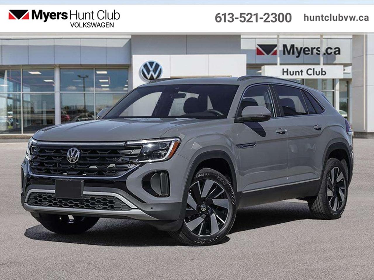 <b>Sunroof,  Navigation,  360 Camera,  Leather Seats,  Premium Audio!</b><br> <br> The 2026 Volkswagen Atlas Cross Sport features advanced safety and driver-assist technologies engineered to enhance your journey with assurance.<br> <br>From the outside, the Atlas Cross Sport showcases a bold two-row SUV silhouette, sculpted lines and a commanding stance that merge style with presence. Inside, the cabin offers premium materials, intuitive connectivity and comfortable seating designed with both driver and passengers in mind. With its thoughtful design, smart features and Volkswagens dedication to quality, the Atlas Cross Sport presents itself as a versatile and well-rounded choice in the midsize SUV segment.<br> <br>This Pure Grey SUV has an Automatic transmission and is powered by a 2.0L I4 16V GDI DOHC Turbo engine. With that strong motor it gets 12.0 L/100 km in the city and 9.2 L/100 km out on the highway according to Transport Canada. <br> <br> Our Atlas Cross Sports trim level is Highline. This trim rewards you with a panoramic sunroof, an aerial view camera system, and a 10-speaker harman/kardon audio system. Other standard features include ventilated and heated front seats, heated rear seats, leather upholstery, a heated steering wheel, adaptive cruise control, Car-Net 4G LTE, remote engine start, a power liftgate for rear cargo access, and a 12-inch infotainment screen with inbuilt navigation, Apple CarPlay and Android Auto. Safety features also include lane keep assist with lane departure warning, collision mitigation, blind spot alert, front and rear parking sensors, and forward collision mitigation. This vehicle has been upgraded with the following features: Sunroof, Navigation, 360 Camera, Leather Seats, Premium Audio, Cooled Seats, Heated Steering Wheel.<br><br> <br>To apply right now for financing use this link: <a href=https://www.huntclubvw.ca/financing-request/ target=_blank>https://www.huntclubvw.ca/financing-request/</a><br> <br/>Cash Purchase Incentive Incentives expire 2026-08-31. See dealer for details. <br><br>At Myers Hunt Club Volkswagen, our focus is customers like you. Our dedicated service, parts, and sales team are here to make your automotive experience a special one. We are very proud of our achievements and awards over the last 25 years and are committed to providing the same great service to our present and future customers. If youre looking for a vehicle, Myers Hunt Club Volkswagen is your destination for new, used, and certified pre-owned Volkswagen vehicles as well as other makes and models. Whatever your needs, we can help you here at Myers Hunt Club Volkswagen. </br><br> Come by and check out our fleet of 40+ used cars and trucks and 130+ new cars and trucks for sale in Gloucester.  o~o