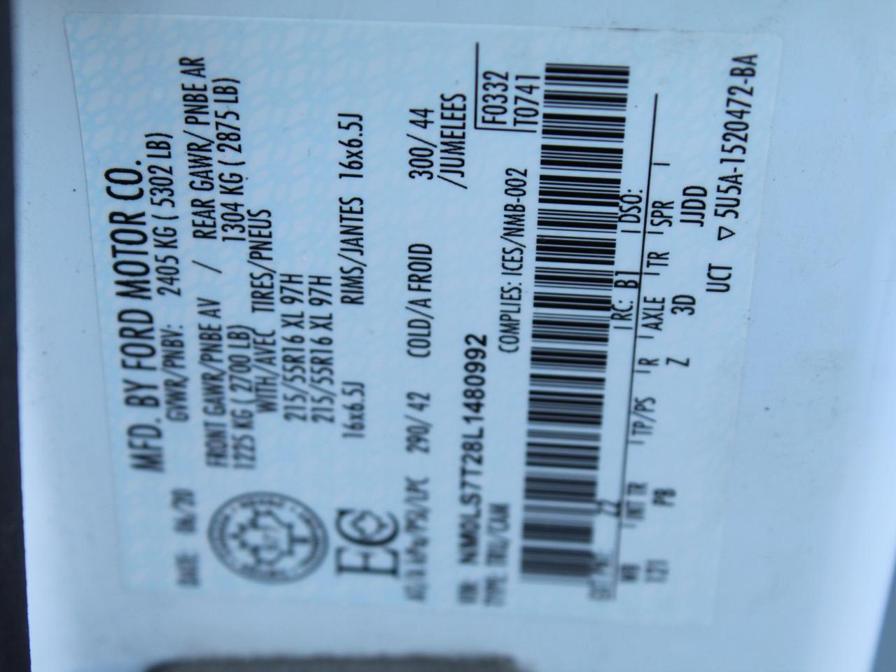 2020 Ford Transit Connect XLT B. Cam Divider Shelving Photo