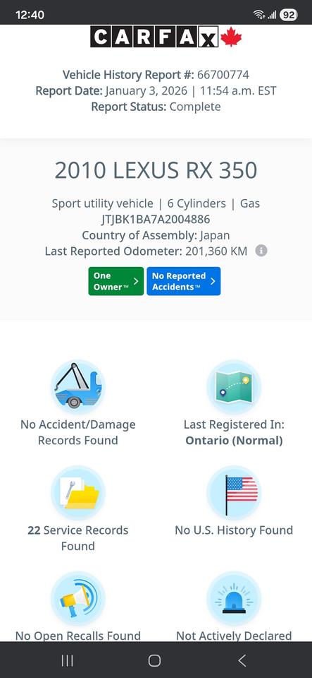 2010 Lexus RX 350 Base Photo