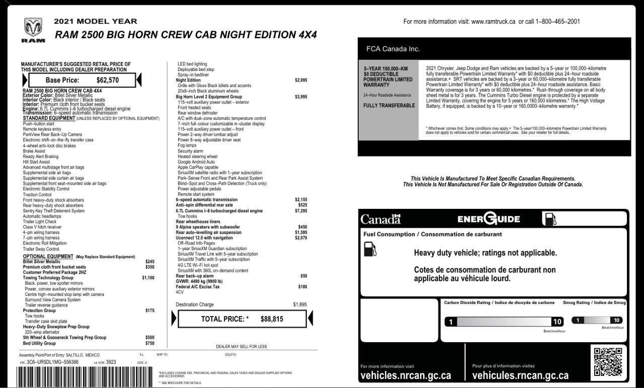 2021 RAM 2500 Big Horn 6.7L Diesel   Big Horn Level 2   Night Ed Photo