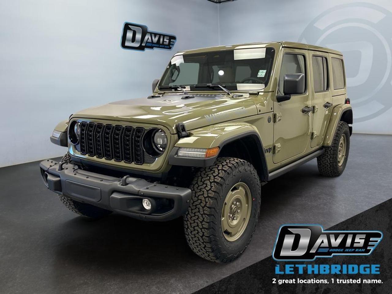 <br /> <br />The 2026 Jeep Wrangler continues its legacy as the ultimate symbol of freedom, adventure, and off-road capability. <br /> <br />The 2026 Jeep Wrangler blends iconic design with modern innovation to deliver an unmatched driving experience on and off the road. Its durable build, open-air freedom, and advanced off-road systems make it the go-to SUV for those who live for adventure. With refined comfort, cutting-edge technology, and Jeeps legendary capability, the Wrangler remains the benchmark for authentic, all-terrain performance.<br /> <br />This '41 SUV has an Automatic transmission and is powered by a 285HP 3.6L V6 Cylinder Engine.<br /><br /> <br />To apply right now for financing use this link: <a href=https://lethbridge.davisdodge.ca/free-credit-check/ target=_blank rel=nofollow noopener noreferrer>https://lethbridge.davisdodge.ca/free-credit-check/</a><br /><br /> <br /><br />As a premier Chrysler, Dodge, Jeep and RAM dealership, Davis Dodge proudly offers an extensive selection of new and used vehicles to meet every drivers needs. Customers across Lethbridge, Fort Macleod, Taber, Claresholm, Coaldale, and beyond trust us for daily vehicle specials, certified service and parts, and a seamless online inventory experience. <br /><br /> With competitive financing options and expert support, we make car buying easy and enjoyable. <br /><br /> Ready to hit the road? Schedule your test drive today at Davis Dodge, your trusted Chrysler, Dodge, Jeep and RAM dealer in Lethbridge, Alberta.<br /><br /> Vehicle pricing offer shown expires 2026-03-31. <br /> Come by and check out our fleet of 80+ used cars and trucks and 120+ new cars and trucks for sale in Lethbridge. o~o