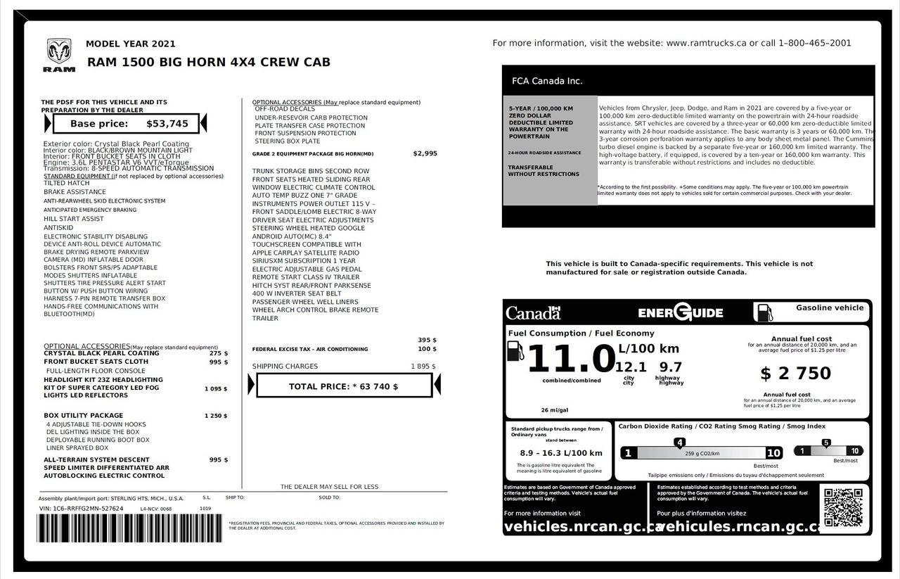 2021 RAM 1500 Big Horn+Crew+4x4+TwoTone+RemoteStart+CLEAN CARFAX Photo81