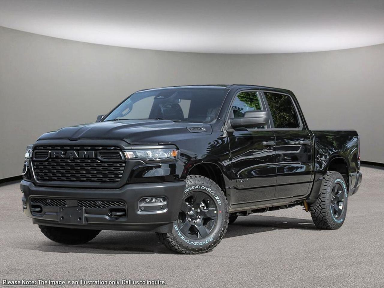 Experience the rugged power and bold style of the all-new 2026 Ram 1500 Warlock 4x4 Crew Cab in sleek Black. Powered by the advanced 3.0L I6 Hurricane Twin Turbo engine paired with an 8-speed automatic transmission, this truck delivers impressive performance and capability, featuring an E-Locker rear axle and a 7,100 lbs GVWR for serious towing and hauling.Conquer any terrain with LT275/70R18E all-terrain tires on black-painted aluminum wheels, and enjoy enhanced off-road readiness with front and rear performance-tuned shocks and a raised ride height. Inside, youll find a comfortable black cloth bench seat cabin equipped with Uconnect 5s intuitive 8.4 touchscreen, six-passenger seating, and smart storage solutions like second-row in-floor bins.Stay connected and comfortable with features like a rear power sliding window, heated exterior mirrors, and SiriusXM satellite radio. The Warlocks bold presence is amplified by black mesh grille, black dual exhaust tips, and signature Warlock decals.Built ready for work or play, it includes MOPAR tubular side steps, deployable bed step, Spray-In Bedliner, auxiliary power outlets, and heavy-duty skid plates for extra protection.Drive the 2026 Ram 1500 Warlock  power, toughness, and advanced tech, all wrapped in iconic Warlock style. Call us at 888-539-7474 to schedule your test drive today!