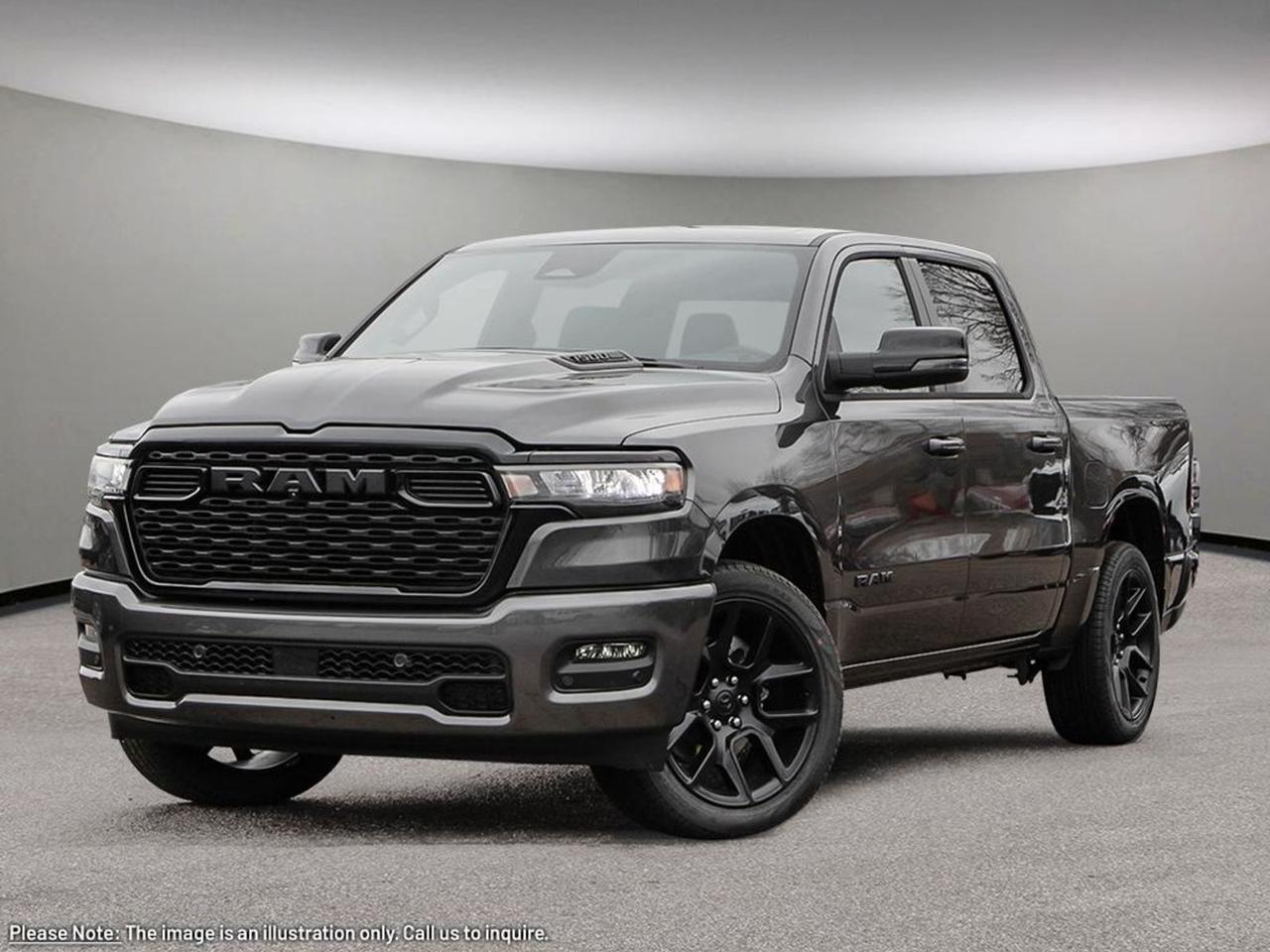 Discover the 2026 Ram 1500 Sport 4x4 Crew Cab  where power meets luxury and technology. Featuring a commanding 5.7L HEMI V8 with eTorque paired to an 8-speed automatic and a 3.92 rear axle ratio, this truck offers serious capability with a 7,100 lb GVWR. Glide on striking 22-inch aluminum wheels wrapped in Pirelli all-season tires, while the Gray exterior and black leather-faced seats define rugged sophistication.Inside, enjoy premium comfort with ventilated and heated front seats, second-row ventilated seating, and a dual-pane panoramic sunroof flooding the cabin with natural light. Stay connected with the advanced Uconnect 5 NAV system boasting a massive 14.4 touchscreen, 19-speaker Harman Kardon audio, wireless charging, and smartphone-as-key convenience.Towing is a breeze with integrated trailer wiring and power tailgate, while safety and convenience features like rain-sensing wipers, adaptive cruise control, and blind-spot monitoring keep you confident on every journey.Experience commanding performance, upscale comfort, and cutting-edge tech  all wrapped in a bold Night Edition package. Ready to take your drive to the next level? Call us at 888-539-7474 to test drive your 2026 Ram 1500 Sport today!PRICING ADVERTISED IS REFLECTING THE CASH INCENTIVE AND CANNOT BE STACKED WITHLOW RATEFINANCING, PRICING ADVERTISED CAN BE FINANCED. REACH OUT TO THE SALES TEAM TO GET YOUR QUOTE TAILORED TO HOW YOU WOULD LIKE TO BUY