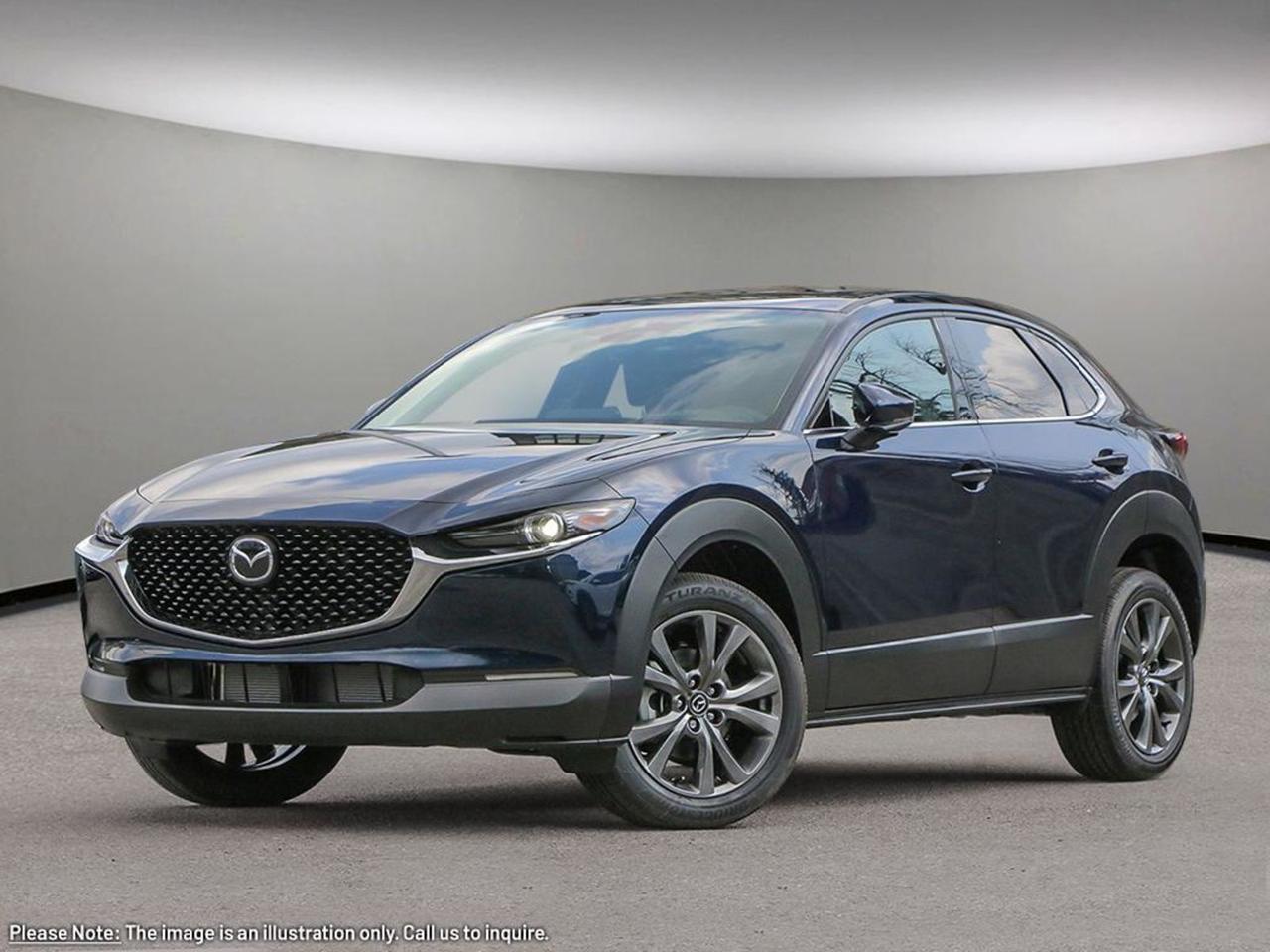 Discover the all-new 2026 Mazda CX-30 GT AWD in stunning Bluea perfect blend of style, performance, and advanced technology. Powered by a 2.5L SKYACTIV-G engine and smooth 6-speed automatic transmission, this compact SUV delivers responsive driving with all-weather confidence thanks to full-time AWD and all-season tires on sleek 18 alloy wheels.Inside, experience premium comfort with leather upholstery, heated front seats, and a power 10-way drivers seat with memory. Stay connected and entertained with the Bose premium sound system, Mazda Connected Services, and a sharp 10.2-inch touchscreen with integrated navigation.Safety and convenience are top priorities, featuring 10 airbags, Lane Departure Prevention, Blind Spot Warning, Forward Collision Mitigation, adaptive LED headlights, and an advanced suite of driver-assist technologies. Plus, enjoy dual-zone climate control, wireless device charging, and a power liftgate for effortless loading.The 2026 Mazda CX-30 GT AWD offers versatile luxury and innovative tech in a dynamic packagecome test drive it today and elevate your driving experience!Go Mazda is an AMVIC licensed business.Please note that a new administration fee from Mazda Canada of $795 will apply to finance and cash purchases. effective February 1, 2024.