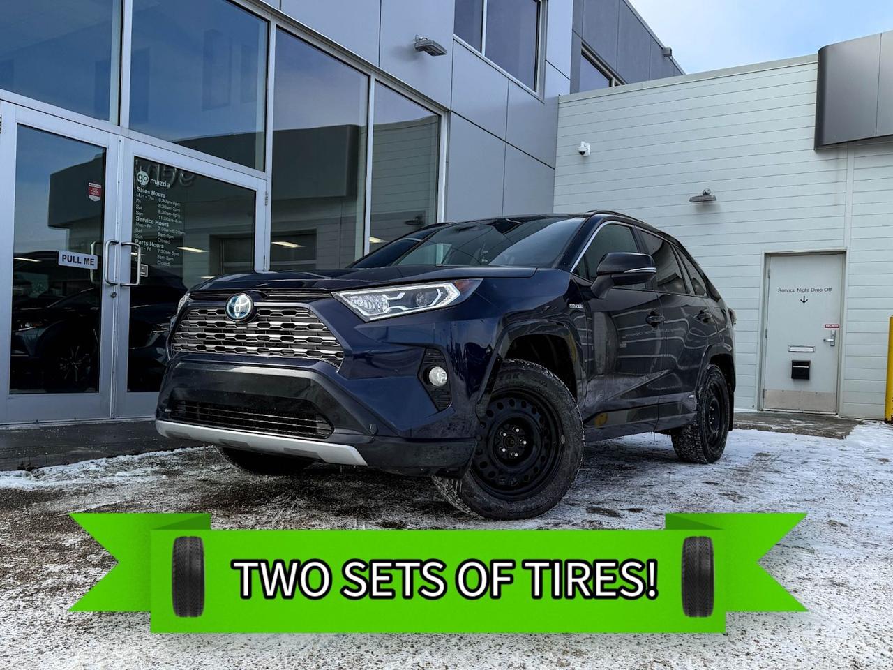 Discover the perfect blend of efficiency, comfort, and advanced technology with this pre-owned 2020 Toyota RAV4 Hybrid XLE AWD in vibrant Blue. Powered by a fuel-efficient 2.5L 4-cylinder DOHC engine paired with a smooth continuously variable transmission and full-time all-wheel drive, this RAV4 offers confident handling in all conditions. Enjoy heated front bucket seats, dual-zone automatic climate control, and smart connectivity through Toyotas Connected Services. Safety features include lane departure prevention, blind spot warning, and forward collision mitigation for peace of mind. With spacious seating for five, versatile cargo options, and premium amenities like a power liftgate and a user-friendly touchscreen, this RAV4 Hybrid XLE is ready to elevate your daily drive. Experience reliability and innovationschedule your test drive today!Go Mazda is an AMVIC licenced businessClean CarFax