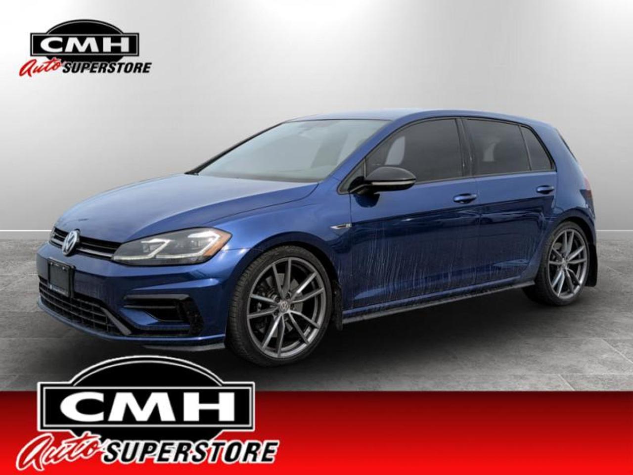 <b>Low Mileage!</b><br> <br> <br>CMH certifies that all vehicles meet DOUBLE the Ministry standards for Brakes and Tires. The advertised price is the promotional financing price. For all other methods of payment, the selling price is $500 higher.<br><br> <br>This 2018 Volkswagen Golf R is for sale today. <br> <br>This 2018 Volkswagen Golf R is the fastest, most powerful version of the Golf that is currently on sale. With a 0-100 in under 5 seconds, and a powerful engine churning out close to 300 horses, this Golf R is anything but tame and timid. Extreme power delivery to a refined all wheel drive system makes this Golf a capable hatchback that will give most race cars a chase for their money. Beautifully designed with a race-car inspired interior, the Golf R might is definitely one of those long forgotten dark desires. This low mileage hatchback has just 70,050 km. Its Blue in colour and is completely accident free based on the <a href=https://vhr.carfax.ca/?id=6h+ZzpyrsoBMjznaWp96YJaYQuGGmS/C target=_blank>CARFAX Report</a>. It has an Automatic transmission and is powered by a 292HP 2.0L 4 Cylinder Engine. <br> <br> Our Golf Rs trim level is Base. The most powerful Volkswagen Golf, this 2018 Golf R is undeniably a purebred sports hatchback with high outputs of power and excellent stability. Options and features include heated mirrors with turn signals, 8 speaker stereo with sub-woofer and an 8 inch touchscreen, Sirius XM, USB and Bluetooth connectivity, smart phone integration, heated power front sports seats, leather seating surfaces front and rear, a back up camera and much more.<br> <br>To apply right now for financing use this link: <a href=https://www.cmhniagara.com/financing/ target=_blank>https://www.cmhniagara.com/financing/</a><br><br> <br/><br>**PLEASE NOTE:** The functionality and condition of any accessories and aftermarket parts are not guaranteed by CMH Auto Superstore. Examples of such items include, but are not limited to: tonneau covers, radios, cameras, remote starts, vent visors, roof racks, winches, light bars, headlights/tail lights, center caps, running boards, etc. If an aftermarket part is safety-related and found to be defective, it will be replaced by a factory option.<br><b>**CMH Auto Superstore reserves the right to choose to repair, modify, or replace all aftermarket parts (example  headlights) or accessories at its sole discretion.**</b><br><br>Trade-ins are welcome! Financing available OAC ! Price INCLUDES a valid safety certificate! Price INCLUDES a 60-day limited warranty on all vehicles except classic or vintage cars. CMH is a Full Disclosure dealer with no hidden fees. We are a family-owned and operated business for over 30 years! o~o