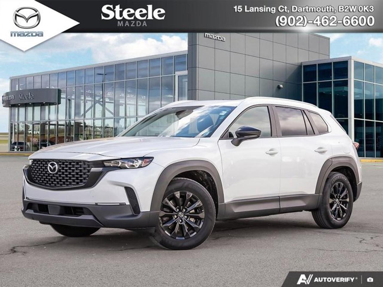This 2023 Mazda CX-50 GS-L AWD with 44,030 km has received a recent oil and filter change as part of its reconditioning, following a comprehensive mechanical, brake, and tire inspection, along with a certified technician road test and full professional detailing. Positioned as a well-equipped mid-level trim, this CX-50 GS-L offers a balanced combination of comfort and practicality with leatherette-trimmed upholstery, heated front seats and steering wheel, a panoramic moonroof, power liftgate, and seamless smartphone integration through Apple CarPlay and Android Auto. Powered by Mazdas 2.5L SKYACTIV-G engine paired with a 6-speed automatic transmission and all-wheel drive, it delivers confident year-round capability. Finished in Wind Chill Pearl with a black interior, this unit also benefits from a clean accident history and available service records. If youre comparing compact SUVs with a focus on condition and equipment, this CX-50 is worth considering --- book a viewing and test drive to evaluate it in person.