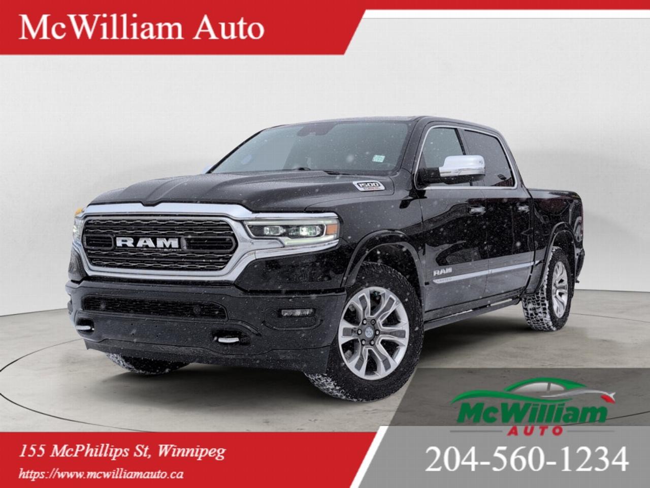 <br> MECHANICAL / PERFORMANCE<br data-start=in.24in. data-end=in.27in. /> 3.0L V6 turbocharged diesel engine<br data-start=in.61in. data-end=in.64in. /> 8-speed automatic transmission<br data-start=in.94in. data-end=in.97in. /> 4x4 drivetrain<br data-start=in.111in. data-end=in.114in. /> 3.92 rear axle ratio<br data-start=in.134in. data-end=in.137in. /> Anti-spin differential rear axle<br data-start=in.169in. data-end=in.172in. /> Electronic shift-on-the-fly transfer case<br data-start=in.213in. data-end=in.216in. /> Electronic power steering<br data-start=in.241in. data-end=in.244in. /> Heavy-duty engine cooling<br data-start=in.269in. data-end=in.272in. /> 33 gallon fuel tank<br data-start=in.291in. data-end=in.294in. /> Trailer brake control<br data-start=in.315in. data-end=in.318in. /> Class IV receiver hitch<br data-start=in.341in. data-end=in.344in. /> Tow capacity up to 8,300 lbsSAFETY<br data-start=in.382in. data-end=in.385in. /> Full speed forward collision warning plus<br data-start=in.426in. data-end=in.429in. /> Automatic emergency braking<br data-start=in.456in. data-end=in.459in. /> Blind spot and cross path detection<br data-start=in.494in. data-end=in.497in. /> ParkView rear back-up camera<br data-start=in.525in. data-end=in.528in. /> ParkSense front and rear park assist with stop<br data-start=in.574in. data-end=in.577in. /> Electronic roll mitigation<br data-start=in.603in. data-end=in.606in. /> Rain brake support<br data-start=in.624in. data-end=in.627in. /> Ready alert braking<br data-start=in.646in. data-end=in.649in. /> Automatic high beam headlamp control<br data-start=in.685in. data-end=in.688in. /> Traction control<br data-start=in.704in. data-end=in.707in. /> Electronic stability control<br data-start=in.735in. data-end=in.738in. /> ABS brakes<br data-start=in.748in. data-end=in.751in. /> Advanced multistage front airbags<br data-start=in.784in. data-end=in.787in. /> Supplemental side curtain airbags<br data-start=in.820in. data-end=in.823in. /> Seat-mounted side airbagsTECHNOLOGY / INFOTAINMENT<br data-start=in.877in. data-end=in.880in. /> Touchscreen infotainment system<br data-start=in.911in. data-end=in.914in. /> Navigation system<br data-start=in.931in. data-end=in.934in. /> Wireless Apple CarPlay<br data-start=in.956in. data-end=in.959in. /> Wireless Android Auto<br data-start=in.980in. data-end=in.983in. /> Bluetooth connectivity<br data-start=in.1005in. data-end=in.1008in. /> USB ports<br data-start=in.1017in. data-end=in.1020in. /> Alpine premium audio system<br data-start=in.1047in. data-end=in.1050in. /> Voice command system<br data-start=in.1070in. data-end=in.1073in. /> Remote start system<br data-start=in.1092in. data-end=in.1095in. /> Keyless entry<br data-start=in.1108in. data-end=in.1111in. /> Push-button startCOMFORT / INTERIOR<br data-start=in.1150in. data-end=in.1153in. /> Premium leather-trimmed bucket seats<br data-start=in.1189in. data-end=in.1192in. /> Heated front seats<br data-start=in.1210in. data-end=in.1213in. /> Ventilated front seats<br data-start=in.1235in. data-end=in.1238in. /> Heated rear seats<br data-start=in.1255in. data-end=in.1258in. /> Heated steering wheel<br data-start=in.1279in. data-end=in.1282in. /> Dual-zone automatic climate control<br data-start=in.1317in. data-end=in.1320in. /> Power adjustable front seats<br data-start=in.1348in. data-end=in.1351in. /> Driver seat memory<br data-start=in.1369in. data-end=in.1372in. /> Passenger seat memory<br data-start=in.1393in. data-end=in.1396in. /> Power windows and door locks<br data-start=in.1424in. data-end=in.1427in. /> Black interior / black seatsEXTERIOR / STYLING<br data-start=in.1477in. data-end=in.1480in. /> Diamond Black Crystal Pearl exterior<br data-start=in.1516in. data-end=in.1519in. /> Body color bumpers<br data-start=in.1537in. data-end=in.1540in. /> LED headlights<br data-start=in.1554in. data-end=in.1557in. /> LED daytime running lights<br data-start=in.1583in. data-end=in.1586in. /> Power folding side mirrors<br data-start=in.1612in. data-end=in.1615in. /> Remote tailgate release<br data-start=in.1638in. data-end=in.1641in. /> Spray-in bedliner<br data-start=in.1658in. data-end=in.1661in. /> Mopar deployable bed step<br data-start=in.1686in. data-end=in.1689in. /> Cargo tie-down hooks<br data-start=in.1709in. data-end=in.1712in. /> Alloy wheels<br data-start=in.1724in. data-end=in.1727in. /> Tinted glassOFF ROAD / CAPABILITY<br data-start=in.1764in. data-end=in.1767in. /> 4x4 capability<br data-start=in.1781in. data-end=in.1784in. /> Off-road tuned suspension<br data-start=in.1809in. data-end=in.1812in. /> Hill descent control<br data-start=in.1832in. data-end=in.1835in. /> Skid platesDEALER PERMIT #4611<br data-start=in.1869in. data-end=in.1872in. /> Stock Number#4836<br data-start=in.1889in. data-end=in.1892in. /> McWilliam Auto, 155 McPhillips Street, Winnipeg MB<br data-start=in.1942in. data-end=in.1945in. /> IMPORTANT DISCLAIMER: This vehicle is a used vehicle, all the features and information may not be accurate from the descriptions above, please check the<br><br>