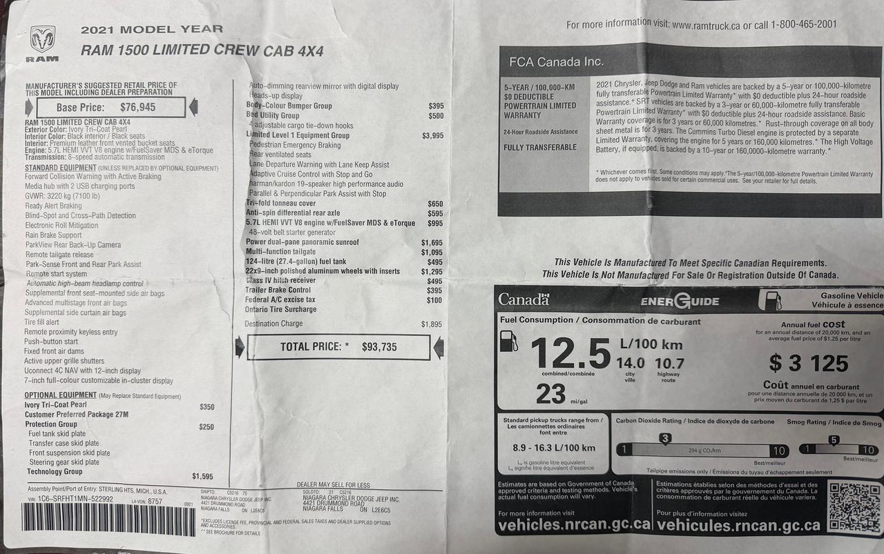 2021 RAM 1500 Limited 4x4 Crew Cab 5'7" Box Photo