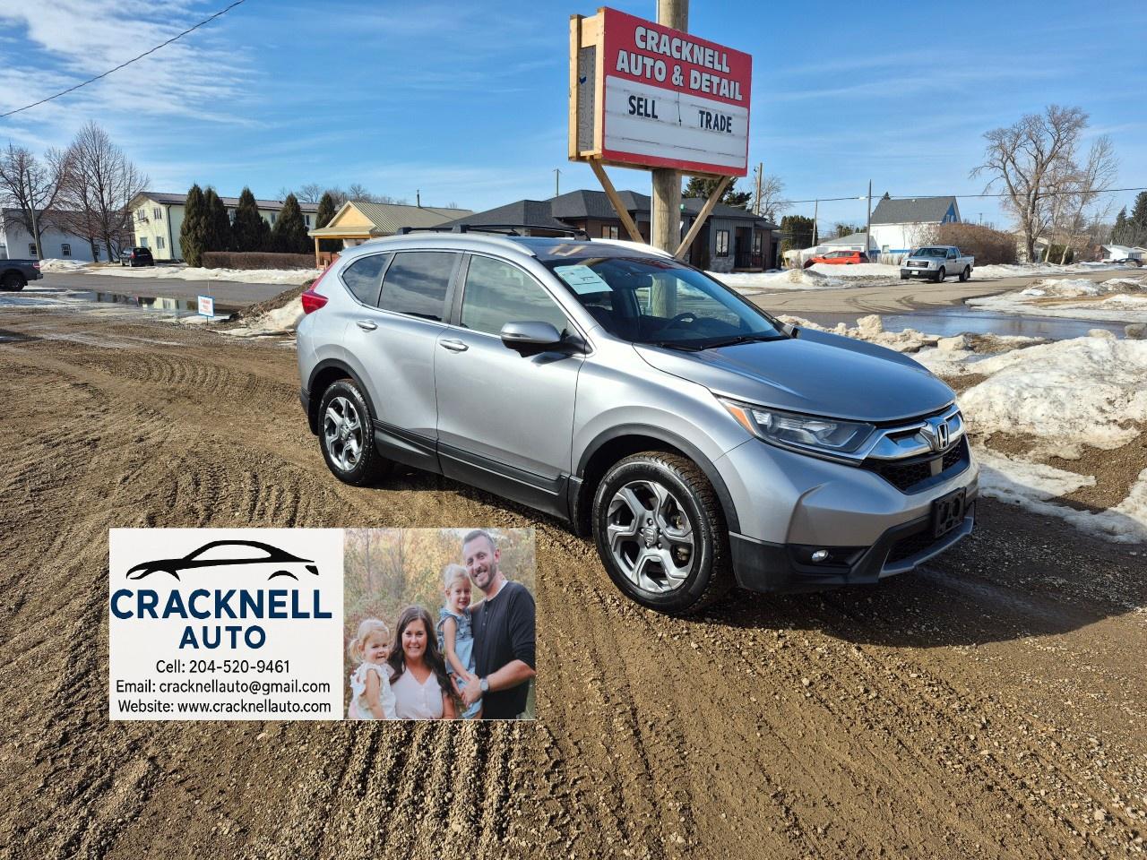<p>2018 Honda CR-V AWD - Clean Title/ Fresh Safety - $163 Bi-Weekly + Tax</p><p><span style=color:rgb( 15 , 15 , 15 )>Located in Carberry, but capable of bringing to Brandon. Priced to Sell! Carfax Available, excellent condition.</span></p><ul><li><p>Remote Starter</p></li><li><p>All-Wheel Drive</p></li><li><p>Eco Assist System</p></li><li><p>18-inch alloy wheels</p></li><li><p>LED headlights, taillights, and fog lights</p></li><li><p>Power tailgate with programmable height</p></li><li><p>Roof rails</p></li><li><p>Heated Front and back leather seats</p></li><li><p>Driver's seat with 12-way power adjustment and memory settings</p></li><li><p>Dual-zone automatic climate control</p></li><li><p>Spacious cabin with best-in-class rear legroom</p></li><li><p>7-inch Display Audio touchscreen with navigation</p></li><li><p>Apple CarPlay and Android Auto</p></li><li><p>Premium 9-speaker audio system with subwoofer</p></li><li><p>Wireless phone charging pad</p></li><li><p>Honda Sensing</p><ul><li><p>Collision Mitigation Braking System (CMBS)</p></li><li><p>Lane Keeping Assist System (LKAS)</p></li><li><p>Adaptive Cruise Control (ACC) with Low-Speed Follow</p></li></ul></li><li><p>Multi-angle rearview camera</p></li><li><p>Blind Spot Information System with Rear Cross Traffic Monitor</p></li><li><p>Keyless entry and push-button start</p></li><li><p>Rain-sensing windshield wipers</p></li></ul><p>Financing Available/ Warranty Available /Trades Welcome /<span style=color:rgb( 15 , 15 , 15 )>delivery available.</span></p><p></p><p>Toll-free call/text<u> 1-204-520-9461</u></p><p></p><p>Dealer #5905</p><p></p><p><strong>Vehicle available for dealer trading, perfect subprime car</strong></p><p></p><p>Treaty cards accepted - 7 Day insurances available</p>