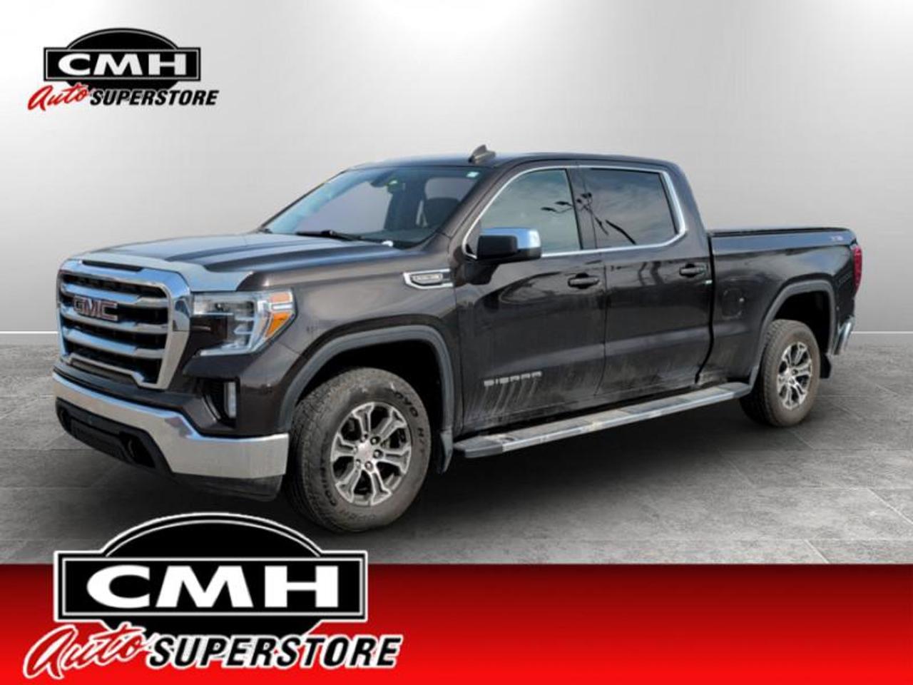 <b>Apple CarPlay, Android Auto, Remote Keyless Entry, Cruise Control, Rear View Camera, Touch Screen, Streaming Audio, Teen Driver, Locking Tailgate, LED Lights, 4G LTE</b><br> <br> <br>CMH certifies that all vehicles meet DOUBLE the Ministry standards for Brakes and Tires. The advertised price is the promotional financing price. For all other methods of payment, the selling price is $500 higher.<br><br> <br>This 2019 GMC Sierra 1500 is for sale today. <br> <br>This GMC Sierra 1500 stands out against all other pickup trucks, with sharper, more powerful proportions that creates a commanding stance on and off the road. Next level comfort and technology is paired with its outstanding performance and capability. Inside, the Sierra 1500 supports you through rough terrain with expertly designed seats and a pro grade suspension. Youll find an athletic and purposeful interior, designed for your active lifestyle. Get ready to live like a pro in this amazing 2019 GMC Sierra 1500! This Crew Cab 4X4 pickup has 134,549 km. Its Grey in colour and is completely accident free based on the <a href=https://vhr.carfax.ca/?id=qIf+RtiQIXOVZ8uoe7Pfc08cATF5kf+g target=_blank>CARFAX Report</a>. It has an Automatic transmission and is powered by a 355HP 5.3L 8 Cylinder Engine. <br> <br> Our Sierra 1500s trim level is SLE. Stepping up to this Sierra 1500 SLE is a great choice as it comes with enhanced features such as remote keyless entry, power windows and power door locks, a larger 8 inch touchscreen display with Apple CarPlay and Android Auto and bluetooth streaming audio and is 4G LTE capable. Additionally, this pickup truck also comes with a leather wrapped steering wheel, power-adjustable heated side mirrors, a locking tailgate, a rear vision camera, StabiliTrak, signature LED lighting, cruise control, air conditioning and a CornerStep rear bumper for added convenience.<br> <br>To apply right now for financing use this link: <a href=https://www.cmhniagara.com/financing/ target=_blank>https://www.cmhniagara.com/financing/</a><br><br> <br/><br>**PLEASE NOTE:** The functionality and condition of any accessories and aftermarket parts are not guaranteed by CMH Auto Superstore. Examples of such items include, but are not limited to: tonneau covers, radios, cameras, remote starts, vent visors, roof racks, winches, light bars, headlights/tail lights, center caps, running boards, etc. If an aftermarket part is safety-related and found to be defective, it will be replaced by a factory option.<br><b>**CMH Auto Superstore reserves the right to choose to repair, modify, or replace all aftermarket parts (example  headlights) or accessories at its sole discretion.**</b><br><br>Trade-ins are welcome! Financing available OAC ! Price INCLUDES a valid safety certificate! Price INCLUDES a 60-day limited warranty on all vehicles except classic or vintage cars. CMH is a Full Disclosure dealer with no hidden fees. We are a family-owned and operated business for over 30 years! o~o