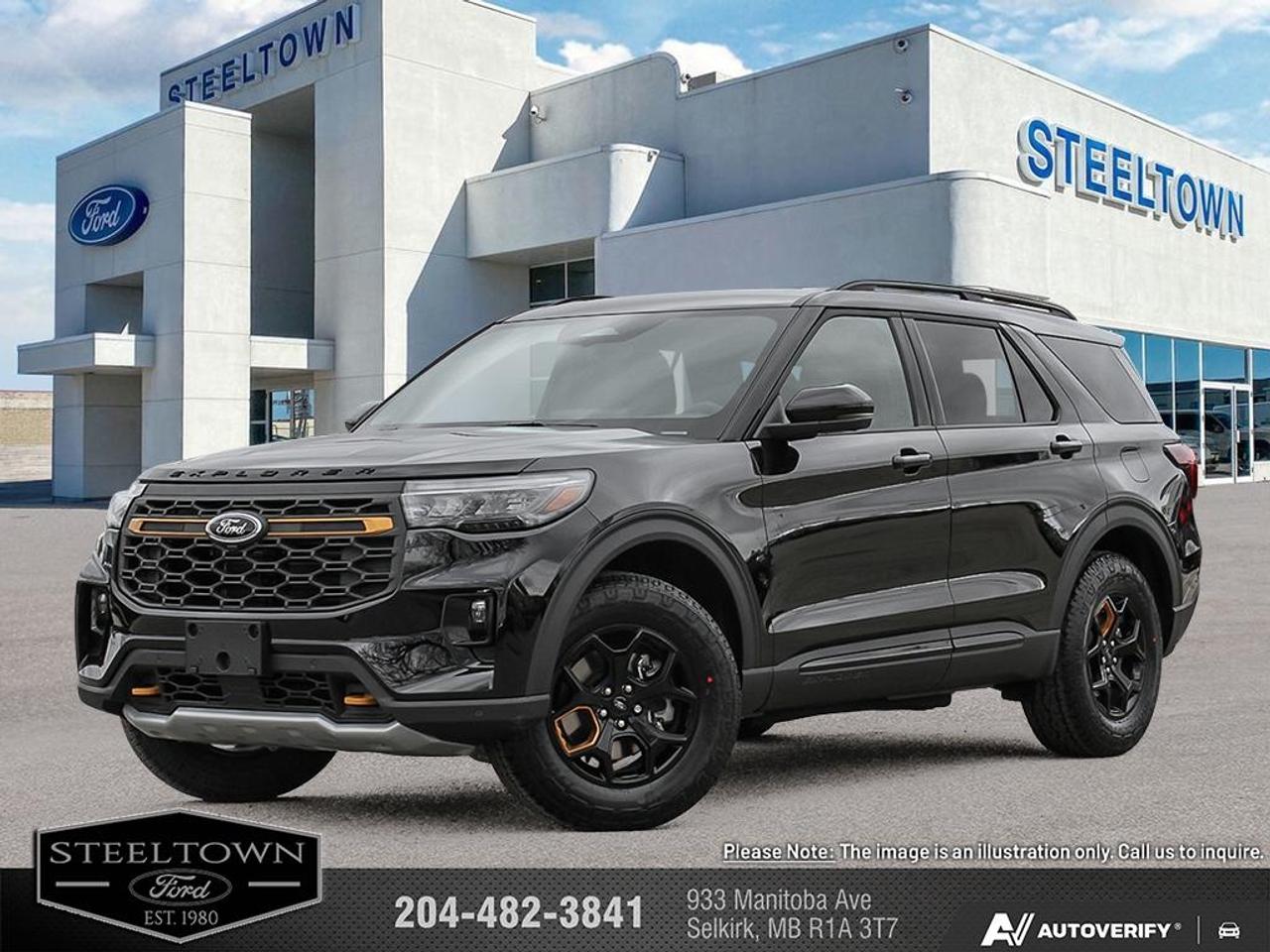 <b>Cooled Seats,  BlueCruise,  Navigation,  B&O Audio,  360 Camera!</b><br> <br> <br> <br>We value your TIME, we wont waste it or your gas is on us!   We offer extended test drives and if you cant make it out to us we will come straight to you!<br> <br>Just as the name implies, this 2026 Explorer is ready to move you beyond your boundaries. <br> <br>This Ford Explorer is the ultimate lifestyle vehicle with plenty of style and space for all of your passengers and cargo. It has the hauling capabilities of a midsize SUV combined with strong off-road capabilities. Whether your next family adventure is to the grocery store or over a high mountain pass, the Ford Explorer was built to get you there with ease.<br> <br>This Agate Black SUV has an Automatic transmission and is powered by a 400HP 3.0L V6 Cylinder Engine. <br> <br> Our Explorers trim level is Tremor. This new Tremor trim is ready for your off-roading adventures, a limited slip differential, skid plates and other bespoke upgrades, and additional standard features such as BlueCruise 1.2, inbuilt navigation, Bang & Olufsen audio, an aerial view camera system and a heated steering wheel. Also standard include 20 aluminum wheels, FordPass Connect 5G mobile hotspot internet access, adaptive cruise control, smart device remote engine start, and a power liftgate for rear cargo access. On the inside, occupants are treated to ventilated and heated front seats, voice-activated dual-zone climate control, and a 13.2-inch infotainment screen with wireless Apple CarPlay and Android Auto. Safety features also include lane keep assist with lane departure warning, collision mitigation, automatic emergency braking, evasion assist, and rear parking sensors. This vehicle has been upgraded with the following features: Cooled Seats, BlueCruise, Navigation, B&O Audio, 360 Camera, Remote Start, Heated Steering Wheel.<br><br> View the original window sticker for this vehicle with this url <b><a href=http://www.windowsticker.forddirect.com/windowsticker.pdf?vin=1FMWK8JC7TGB33339 target=_blank>http://www.windowsticker.forddirect.com/windowsticker.pdf?vin=1FMWK8JC7TGB33339</a></b>.<br> <br>To apply right now for financing use this link: <a href=http://www.steeltownford.com/?https://CreditOnline.dealertrack.ca/Web/Default.aspx?Token=bf62ebad-31a4-49e3-93be-9b163c26b54c&La target=_blank>http://www.steeltownford.com/?https://CreditOnline.dealertrack.ca/Web/Default.aspx?Token=bf62ebad-31a4-49e3-93be-9b163c26b54c&La</a><br><br> <br/> Total  rebate of $1000 is reflected in the price.   Incentives expire 2026-04-30.  See dealer for details. <br> <br>Family owned and operated in Selkirk for 35 Years.  <br>Steeltown Ford is located just 20 minutes North of the Perimeter Hwy, with an onsite banking center that offers free consultations. <br>Ask about our special dealer rates available through all major banks and credit unions.<br>Dealer retains all rebates, plus taxes, govt fees and Steeltown Protect Plus.<br>Steeltown Ford Protect Plus includes:<br>- Life Time Tire Warranty <br>Dealer Permit # 1039<br><br><br> Come by and check out our fleet of 100+ used cars and trucks and 170+ new cars and trucks for sale in Selkirk.  o~o