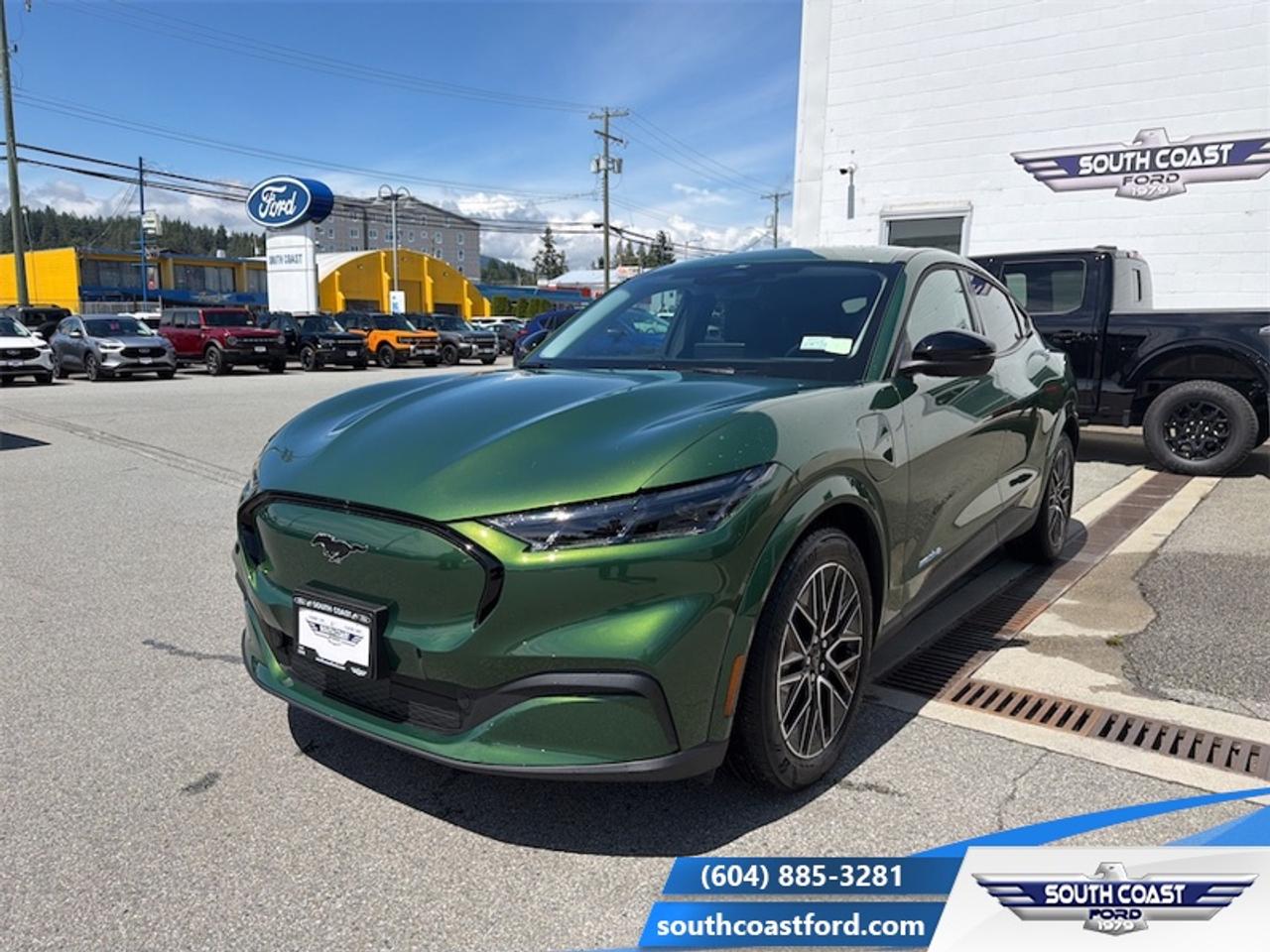 <b>Perforated Activex Seats!</b><br> <br> The 2026 Ford Mustang Mach-E adapts seamlessly from city commutes to open-road adventures thanks to its agile build and forward-thinking design.<br> <br>From the outside, the 2026 Mustang Mach-E presents a sleek yet muscular SUV silhouette, refined lighting accents and a strong stance that communicates modern performance. Inside, the cabin features premium materials, intuitive technology and seating designed for both driver and passengers that support everyday use and long journeys alike. With its electric architecture, intelligent features and Fords commitment to innovation, the Mustang Mach-E offers a smart and exciting choice in the evolving electric SUV landscape.<br> <br>This Eruption Green Metallic SUV has an Automatic transmission and is powered by a DUAL MOTOR (FRONT/REAR) (EAWD) (99U) engine. <br> <br> Our Mustang Mach-Es trim level is Premium AWD. The cabin features heated and ventilated ActiveX bucket seats, a heated leatherette steering wheel, and intuitive dual-zone climate control, creating a comfortable, upscale driving environment. The expansive 15.5-inch SYNC 4A touchscreen with connected navigation, wireless Apple CarPlay and Android Auto, and personalized voice control keeps every journey seamlessly connected. A premium B&O Sound System with 10 speakers immerses you in rich audio, while driver aids like BLIS Blind Spot Monitoring, Reverse Brake Assist, and Adaptive Cruise Control with Stop-and-Go enhance confidence on every drive. Outside, its bold 19-inch bright machined wheels, LED lighting, and aerodynamic profile perfectly complement its advanced electric all-wheel-drive capability. This vehicle has been upgraded with the following features: Perforated Activex Seats.<br><br> View the original window sticker for this vehicle with this url <b><a href=http://www.windowsticker.forddirect.com/windowsticker.pdf?vin=3FMTK3SU5TMA15681 target=_blank>http://www.windowsticker.forddirect.com/windowsticker.pdf?vin=3FMTK3SU5TMA15681</a></b>.<br> <br>To apply right now for financing use this link: <a href=https://www.southcoastford.com/financing/ target=_blank>https://www.southcoastford.com/financing/</a><br> <br/>Total rebate of $3000 is reflected in the price. 5.49% financing for 84 months. <br> Buy this vehicle now for the lowest bi-weekly payment of <b>$391.57</b> with $0 down for 84 months @ 5.49% APR O.A.C. ( taxes included, $695 Administration Fee included / Total Obligation of $64932 ). Incentives expire 2026-07-31. See dealer for details. <br><br>Call South Coast Ford Sales or come visit us in person. Were convenient to Sechelt, BC and located at 5606 Wharf Avenue. and look forward to helping you with your automotive needs. <br><br> Come by and check out our fleet of 20+ used cars and trucks and 100+ new cars and trucks for sale in Sechelt.  o~o