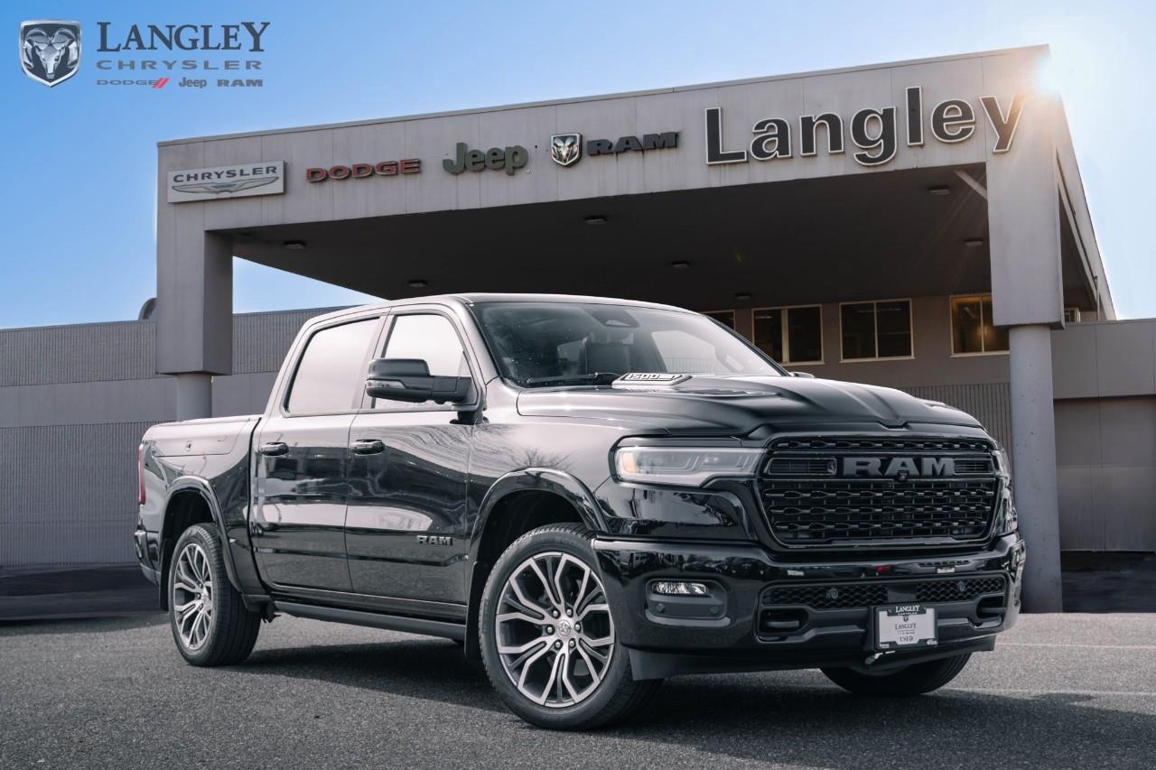 <p><strong>2025 RAM 1500 Limited 4x4 Crew Cab 5'7" Box</strong></p><p>The 2025 RAM 1500 Limited is a benchmark for luxury pickups, introducing the high-output Hurricane twin-turbo engine for 2025. This model pairs a sophisticated, leather-lined cabin with a refined air suspension system, delivering a smooth, car-like ride without sacrificing heavy-duty towing capability.</p><p></p><ul><li><p><strong>Engine</strong>: 3.0L Hurricane High-Output Twin-Turbo I-6 (540 hp, 521 lb-ft torque)</p><p></p></li><li><p><strong>Drivetrain</strong>: 4x4 with 8-speed automatic transmission and 3.92 rear axle ratio</p><p></p></li><li><p><strong>Max Towing</strong>: Up to 4,509 kg (9,920 lbs) when properly equipped</p><p></p></li><li><p><strong>Technology</strong>: 14.4-inch Uconnect® 5 NAV touchscreen and 12-inch digital cluster</p></li><li><p><strong>Interior</strong>: Premium leather heated/ventilated massaged front seats and 19-speaker audio</p></li><li><p><strong>Key Features</strong>: Active-Level Four-Corner Air Suspension, power running boards, and 20-inch wheels</p></li></ul><p>Come book a test drive at Langley Chrysler, conveniently located in Langley, British Columbia.</p>

<p>*All prices plus applicable taxes, applicable environmental recovery charges, documentation of $599 and full tank of fuel surcharge of $76 if a full tank is chosen. <br />Other protection items available that are not included in the above price:<br />Tire & Rim Protection and Key fob insurance starting from $599<br />Service contracts (extended warranties) for coverage up to 7 years and 200,000 kms starting from $599<br />Custom vehicle accessory packages, mudflaps and deflectors, tire and rim packages, lift kits, exhaust kits and tonneau covers, canopies and much more that can be added to your payment at time of purchase<br />Undercoating, rust modules, and full protection packages starting from $199<br />Financing Fee of $500 when applicable<br />Flexible life, disability and critical illness insurances to protect portions of or the entire length of vehicle loan</p>