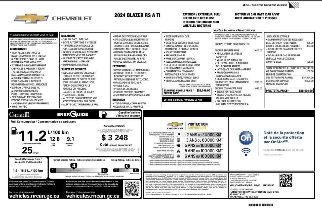 2024 Chevrolet Blazer RS HEATED SEATS | HEATED STEERING WHEEL | ADAPTIVE CRUISE CONTROL | PANORAMIC SUNROOF | VENTILATED SEATS Photo