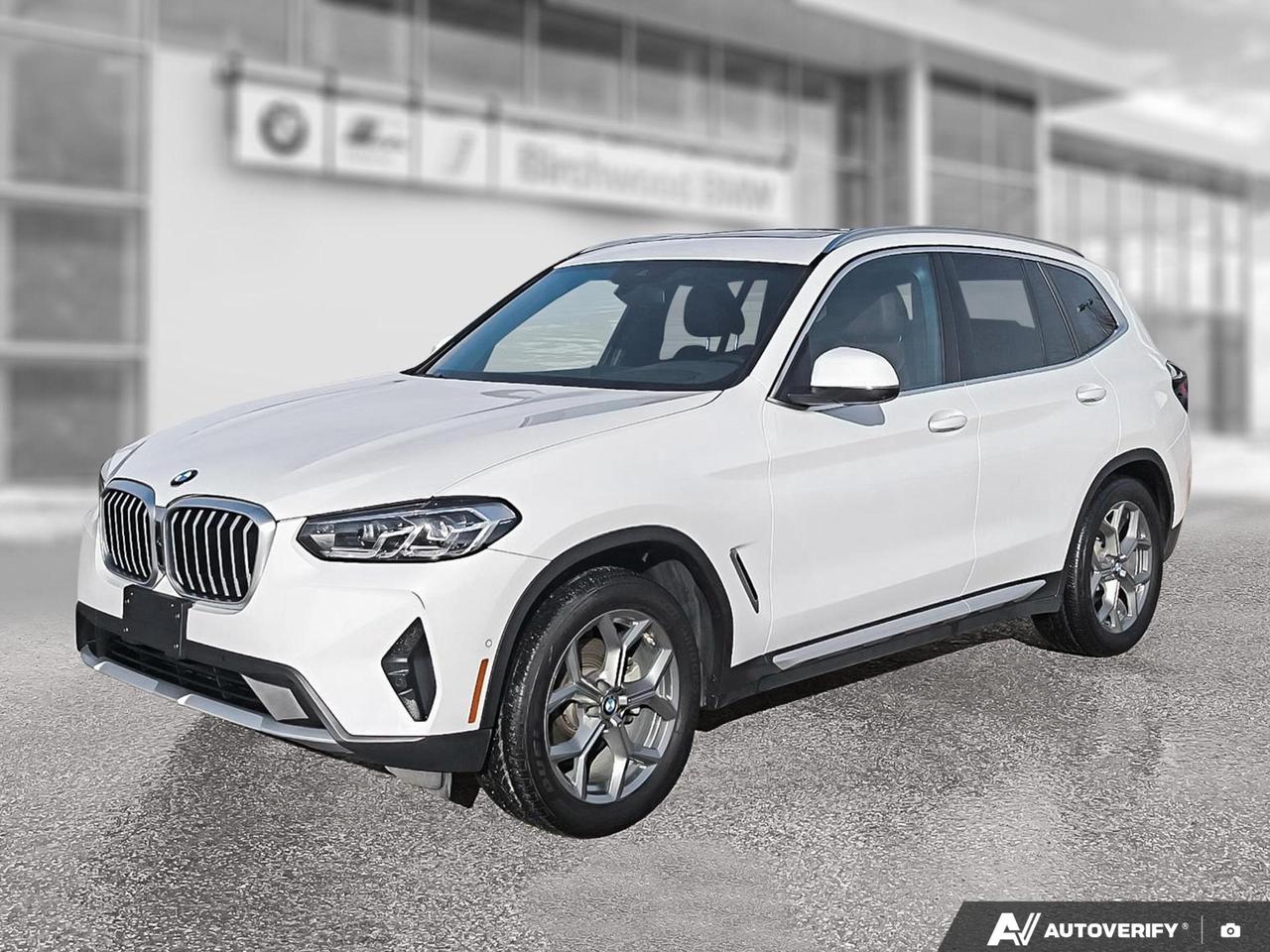 Low Kilometers!
Good Condition!
Discover luxury and performance in this lightly used 2023 BMW X3 xDrive30i. With only 29,363 km on the odometer, this Alpine White SUV offers a perfect blend of style and functionality.

Key Features:
- Premium Enhanced package for ultimate comfort
- Head-Up Display for enhanced safety and convenience
- Elegant Mocha leather interior with contrasting stitching
- Harman Kardon Sound System for superior audio experience
- Integrated Navigation System with voice activation
- Blind Spot Detection for added safety
- Panoramic sunroof (assumed based on typical BMW X3 features)
- 40-20-40 folding rear seats for versatile cargo space

Experience the thrill of German engineering and cutting-edge technology. Ready to take the wheel? Reserve your test drive today, start your purchase process online, or contact Birchwood BMW for any questions. Our team is committed to providing you with an exceptional BMW ownership experience.
Unforgettable experiences guaranteed! Buy your next Pre-Owned vehicle from Birchwood BMW and enjoy brand specific luxuries including:
 A full CARFAX vehicle report
 Complete vehicle detailing & a full tank of gas.
 BMW Factory Certified Technicians with 100+ Years of Experience
 Certifiable BMW Vehicles
 21 Loaner Vehicles
Discover the ultimate driving experience today! Book your appointment at 204-452-7799.
Dealer Permit #9740
Dealer permit #9740