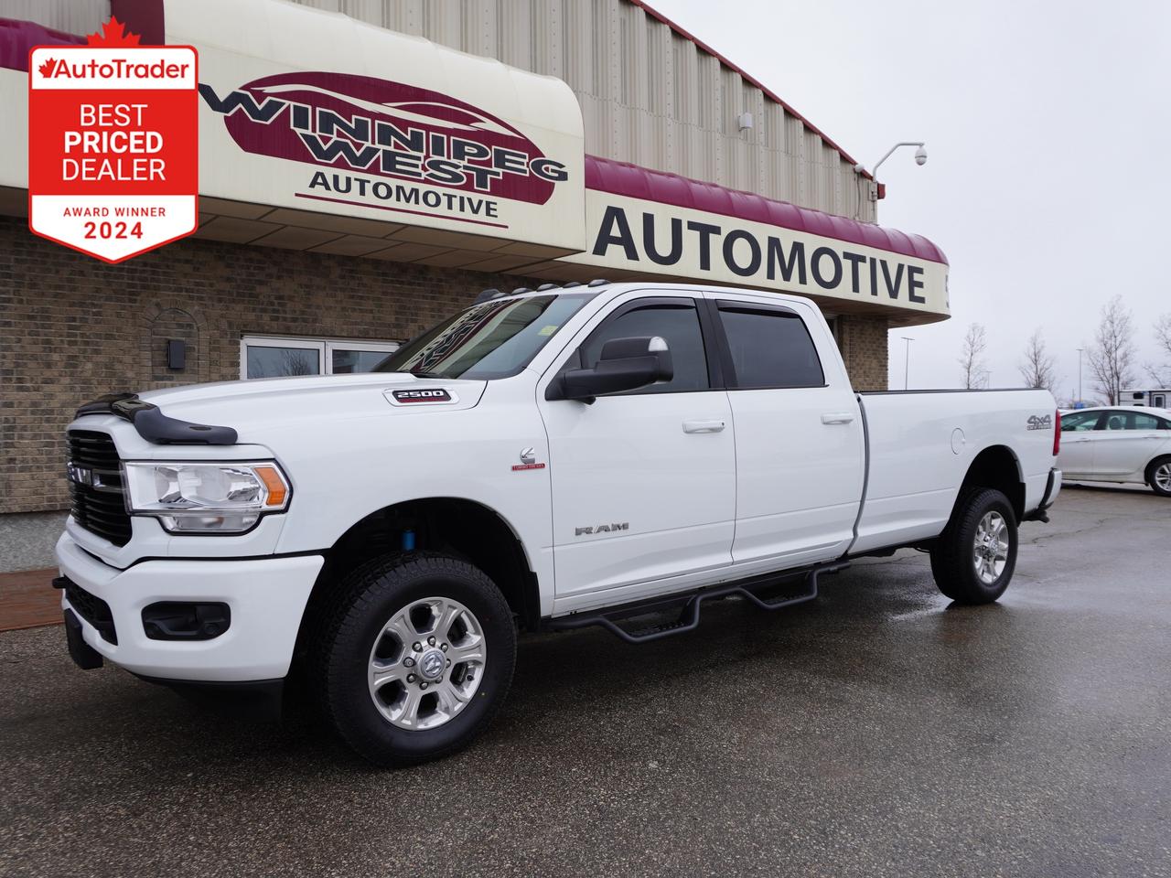 *** Dealer arranged financing on site! Quick, Simple,  no calls or waiting on bank appointments required!! Drive away today ***   NO ADMINISTRATION FEES!!*** Dealer arranged financing on site! Quick, Simple, no calls or waiting on bank appointments required!! Drive away today ***   NO ADMINISTRATION FEES!!

*** Big Upgrades and Accessories on this Heavy Duty 2500 Cummins!! *** .........also, exceptional condition both inside and out, not what you would expect from a Heavy-Duty truck!!

With this build package, the original cost with tax was over $96,000.00 (MSRP before tax on this truck was $85,470.00 .... see attached factory build sheet in photos) 

Features
- Sport Package including Off Road equipment package 
- center console 
- bucket seats 
- Full Surround View camera 
- Heated Seats
- Heated Steering Wheel 
- Power Adjustable Pedals
- 8-way Power Seat with adjustable Lumbar 
- Touch Screen Media Center 
- 5th Wheel prep group 
- HD Towing Technology Group
- H.D. Spray in Rhino Bedliner
- Deluxe Westin Step Bars
- Window Louvers
- Hood Deflector and a huge  Factory optional equipment package  too long to list!

New M&S tires over deluxe 8 bolt Alloys, Command Start, H.D. front and rear shock absorbers with H.D. Snow Plow prep package. Must see and drive to appreciate.  Save almost $40,000 from original cost with all of these options and accessories!!

Comes with a Manitoba Safety Certification, and we have many Extended Powertrain warranties available on your vehicle purchase up to 10-year coverage (on eligible vehicles see dealer for details). Financing on site with Zero down financing OAC. Trades accepted. View at Winnipeg West Automotive Group, 5195 Portage Ave. (only a couple of minutes past the new Costco) Dealer permit # 6007, Call now 1(888) 601-3023. This Car is located in Winnipeg Manitoba,  however we can have it shipped anywhere in North America relatively inexpensively.