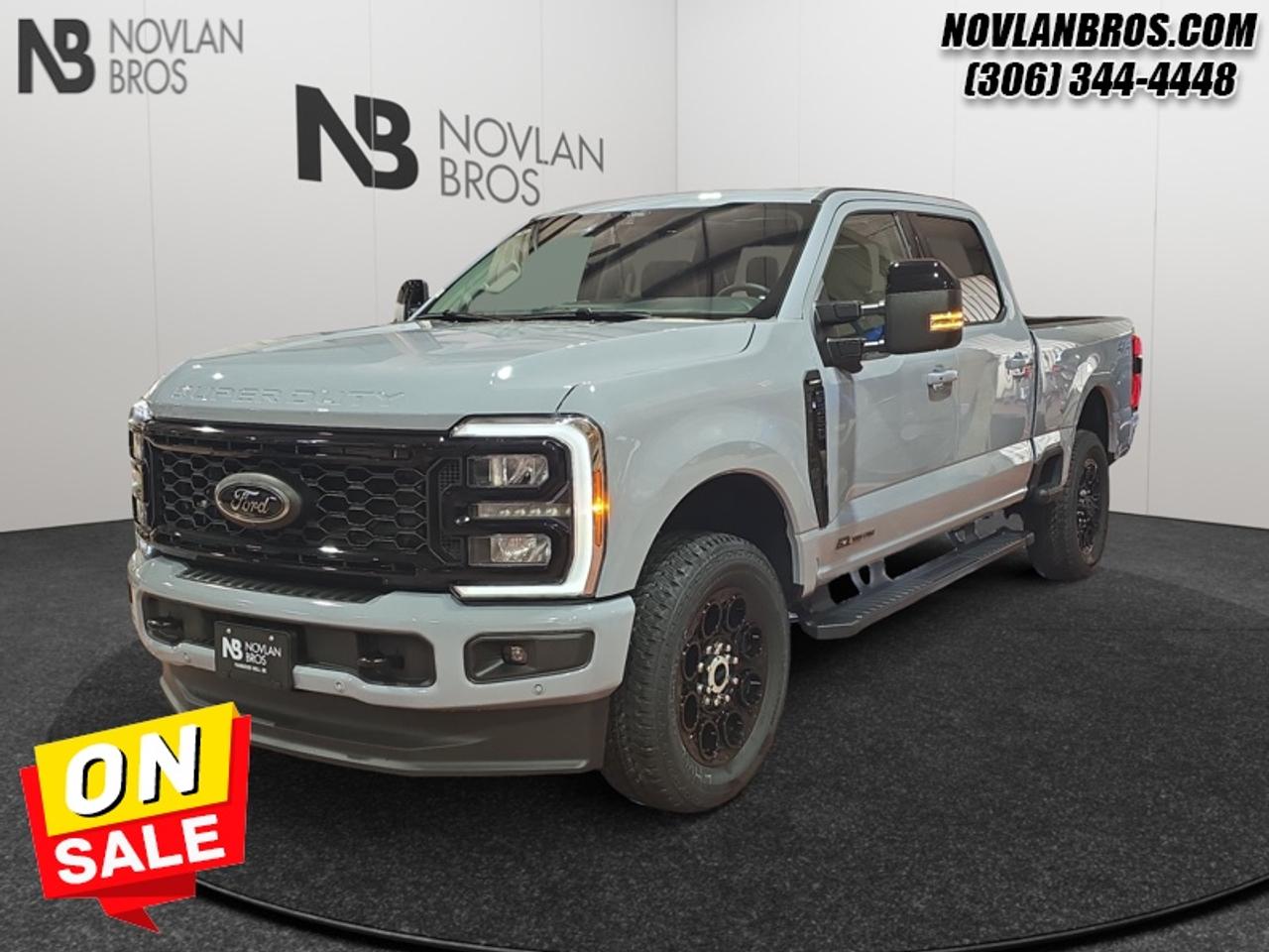 <b>Premium Audio, Diesel Engine, Spray-In Bedliner, 5th Wheel/Gooseneck Hitch Prep Package, Power Sliding Rear Window!</b><br> <br> Check out our great inventory of new vehicles at Novlan Brothers!<br> <br>Brutish power and payload capacity are key traits of this Ford F-350, while aluminum construction brings it into the 21st century.<br> <br>The most capable truck for work or play, this heavy-duty Ford F-350 never stops moving forward and gives you the power you need, the features you want, and the style you crave! With high-strength, military-grade aluminum construction, this F-350 Super Duty cuts the weight without sacrificing toughness. The interior design is first class, with simple to read text, easy to push buttons and plenty of outward visibility. This truck is strong, extremely comfortable and ready for anything.<br> <br>This Glacier Grey Metallic Tri-coat sought after diesel Crew Cab 4X4 pickup has a 10 Speed Automatic transmission and is powered by a 475HP 6.7L 8 Cylinder Engine. <br> <br> Our F-350 Super Dutys trim level is Lariat. Experience rugged capability and luxury in this F-350 Lariat trim, which features leather-trimmed heated and ventilated front seats with power adjustment, memory function and lumbar support, a heated leather-wrapped steering wheel, voice-activated dual-zone automatic climate control, power-adjustable pedals, a sonorous 8-speaker Bang & Olufsen audio system, and two 120-volt AC power outlets. This truck is also ready to get busy, with equipment such as class V towing equipment with a hitch, trailer wiring harness, a brake controller and trailer sway control, beefy suspension with heavy duty shock absorbers, power extendable trailer style mirrors, and LED headlights with front fog lamps and automatic high beams. Connectivity is handled by a 12-inch infotainment screen powered by SYNC 4, bundled with Apple CarPlay, Android Auto, inbuilt navigation, and SiriusXM satellite radio. Safety features also include a surround camera system, pre-collision assist with automatic emergency braking and cross-traffic alert, blind spot detection, rear parking sensors, forward collision mitigation, and a cargo bed camera. This vehicle has been upgraded with the following features: Premium Audio, Diesel Engine, Spray-In Bedliner, 5th Wheel/Gooseneck Hitch Prep Package, Power Sliding Rear Window.<br><br> View the original window sticker for this vehicle with this url <b><a href=http://www.windowsticker.forddirect.com/windowsticker.pdf?vin=1FT8W3BT3TED84650 target=_blank>http://www.windowsticker.forddirect.com/windowsticker.pdf?vin=1FT8W3BT3TED84650</a></b>.<br> <br>To apply right now for financing use this link: <a href=http://novlanbros.com/credit/ target=_blank>http://novlanbros.com/credit/</a><br> <br/>Weve discounted this vehicle $14240. 5.49% financing for 84 months. <br> Payments from <b>$1533.11</b> monthly with $0 down for 84 months @ 5.49% APR O.A.C. ( Plus applicable taxes - Plus applicable fees ). Incentives expire 2026-08-31. See dealer for details. <br><br><br> Come by and check out our fleet of 20+ used cars and trucks and 100+ new cars and trucks for sale in Paradise Hill.  o~o