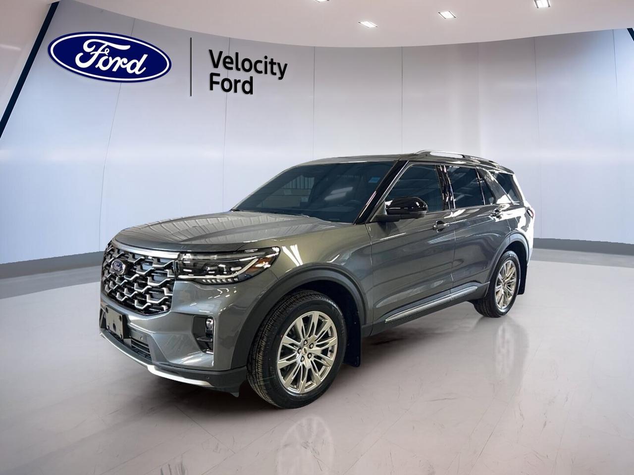 Discover refined capability in this brand new 2026 Ford Explorer Platinum 4WD at Velocity Ford in Moose Jaw. This four-door SUV blends a confident grey exterior with a unique purple interior, a smooth automatic transmission, and a 2.3-litre unleaded engine. It is built for Canadian driving with comfort, control, and smart everyday utility.

The 2026 Ford Explorer Platinum 4WD gives you premium features that make every trip easier. From the glass sunroof to heated front and rear seats, this SUV is ready for family travel, daily commuting, and weekend escapes. Four-wheel drive adds welcome confidence when road and weather conditions change.

FEATURES OF THE Explorer Platinum 4WD

»» Grey exterior with premium upscale presence
»» 2.3-litre unleaded engine with automatic transmission
»» Four-wheel drive for year-round confidence
»» Glass sunroof adds open-air enjoyment

ADVANCED SAFETY FEATURES

»» Backup camera helps with reversing visibility
»» Blind spot monitor supports safer lane changes
»» Lane departure warning adds extra awareness
»» Side and head airbags enhance protection

PERFORMANCE AND EFFICIENCY

»» 2.3-litre engine delivers smooth daily performance
»» Automatic transmission supports easy city driving
»» Four-wheel drive improves traction in weather
»» Power steering gives confident handling response

COMFORT AND CONVENIENCE

»» Heated front seats improve cold-weather comfort
»» Heated rear seats add passenger comfort
»» Dual-zone climate control balances cabin temperatures
»» Remote starter helps prepare the cabin

TECHNONOLGY AND CONNECTIVITY

»» Navigation system guides every trip clearly
»» Bluetooth integration supports hands-free communication
»» WiFi hotspot keeps devices connected
»» Satellite radio expands entertainment choices

CARGO SPACE

»» Power liftgate makes loading easier
»» Rear trunk access improves everyday convenience
»» Four-door layout supports family practicality
»» Flexible SUV cabin suits busy lifestyles

WHAT OTHER OWNERS LIKE

»» Comfortable ride for daily family travel
»» Easy-to-use infotainment and connected features
»» Strong winter confidence with four-wheel drive
»» Helpful driver assistance for added peace

This brand new 2026 Ford Explorer Platinum 4WD also includes many useful details that enhance daily ownership. Cruise control helps on long highway drives, while power windows, power mirrors, heated mirrors, retractable mirrors, and memory mirrors add convenience. Push-button start, automatic headlights, fog lights, tinted windows, and a rear spoiler complete the polished design.

Inside, this SUV is equipped for comfort and control. You get front air conditioning, rear air conditioning, rear climate control, automatic climate control, an adjustable steering wheel, steering wheel audio controls, a leather steering wheel, driver memory settings, driver lumbar support, passenger lumbar support, power front seats, vanity mirrors, ambient lighting, HD Radio, and an auto-dimming rearview mirror.

Safety and control remain a key part of the package. Anti-lock Braking System, stability control, tire pressure monitoring, child safety locks, automatic door locks, turn signal mirrors, passenger airbag sensor, and LED headlamps all contribute to a reassuring drive. The rear tow hook adds practical utility when needed.

This 2026 Ford Explorer Platinum 4WDs VIN is: 1FMUK8HHXTGA79561.