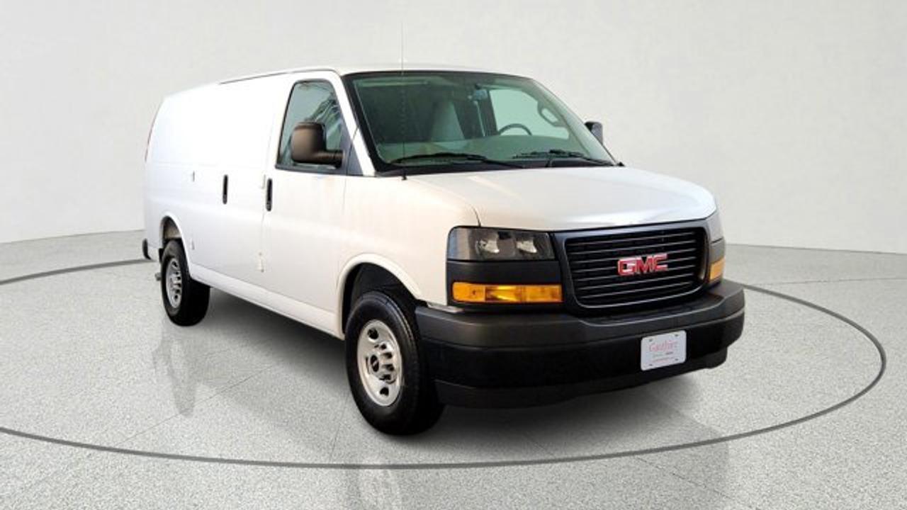 The 2026 GMC Savana Cargo Van is a highly functional full-size work van designed for durability and utility, offering up to 283.6 cubic feet of cargo space, flexible rear and side door configurations, and practical features like a rubberized floor with multiple tie-down points for securing loads. It comes standard with a 4.3L V6 engine along with strong capability including up to 10,000 lbs of towing and features like Tow/Haul mode and a locking rear differential. A Bluetooth connection is also provided to allow for safe communications while on the road. Safety and technology focus on essential support, with features such as a rear vision camera, available forward collision alert, lane departure warning and OnStar connectivity to help keep drivers aware and connected on the job.