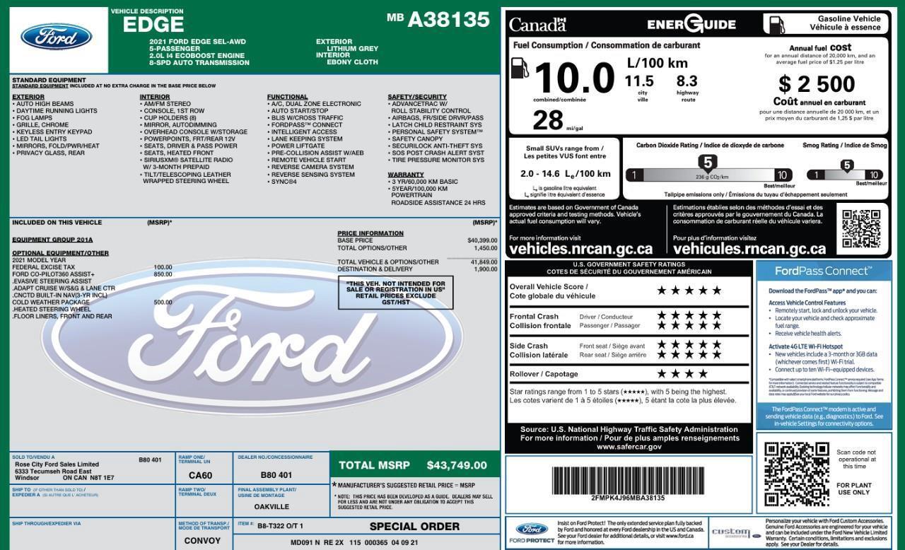 2021 Ford Edge SEL ACC + Lane Centering   Heated Seats Photo